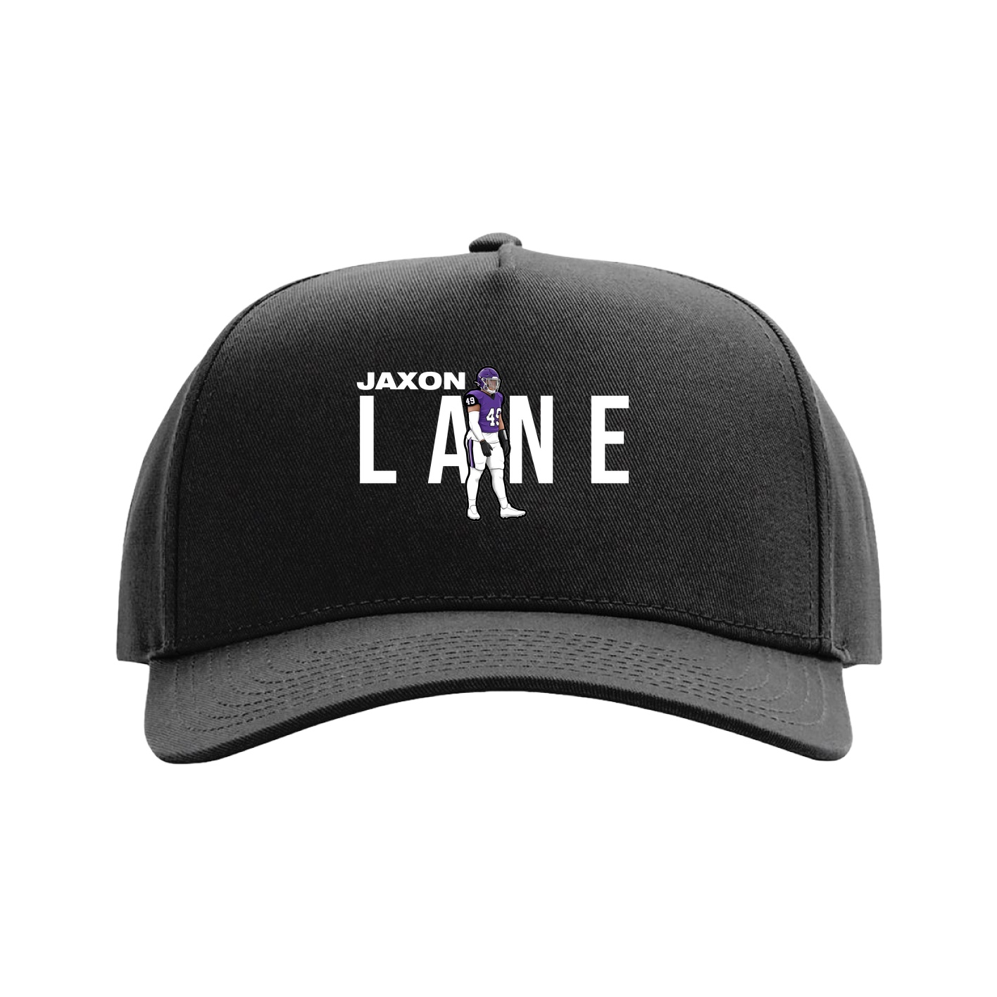 Full Fabric Five-Panel Champ Cap — Player Name in Black