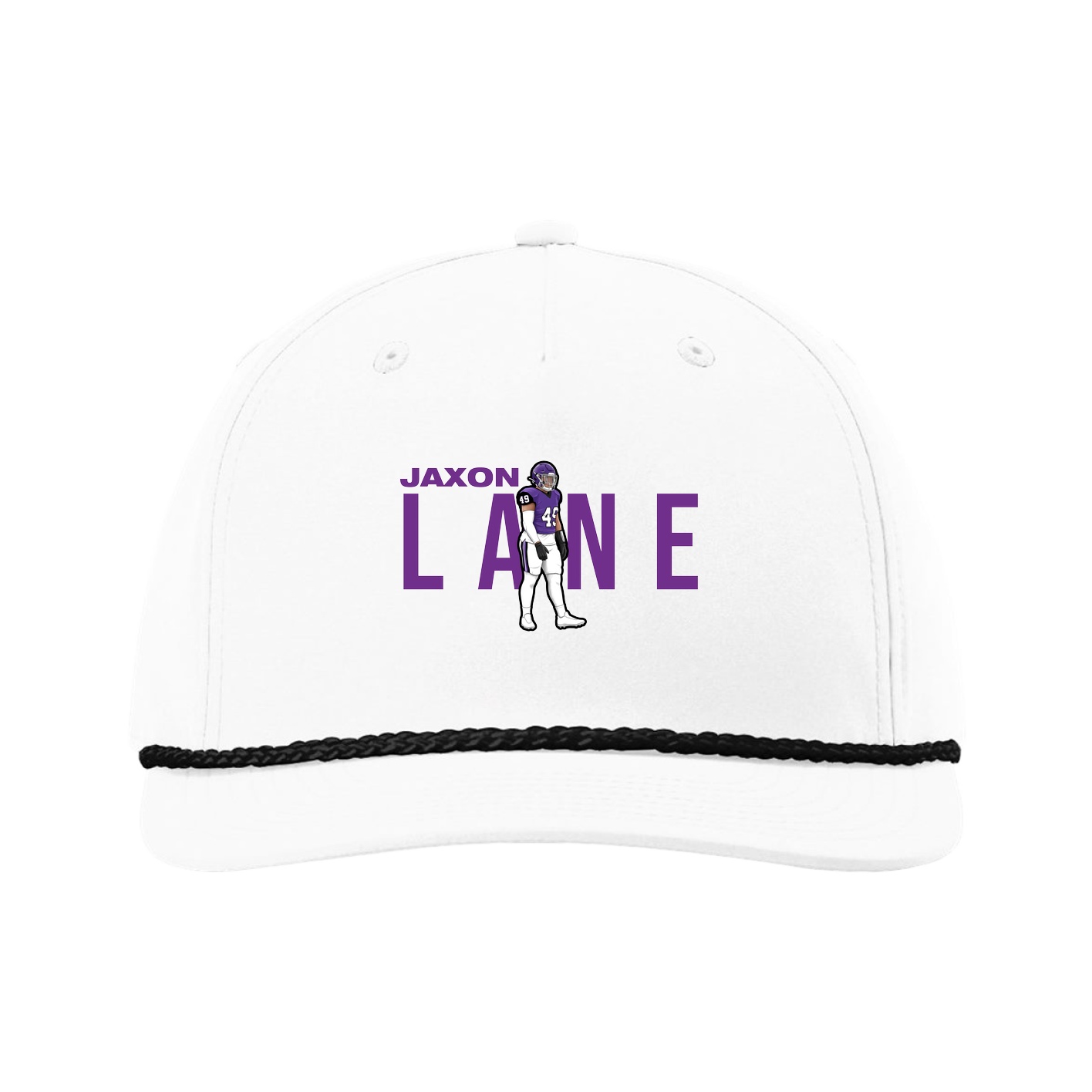 Five-Panel Classic Rope Cap — Player Name in White