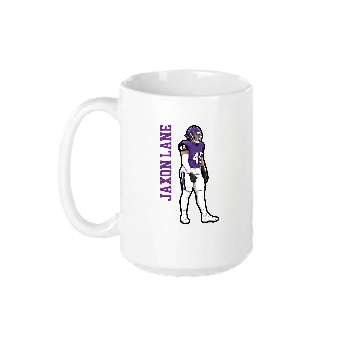 15oz Coffee Mug — Name Vertical in White