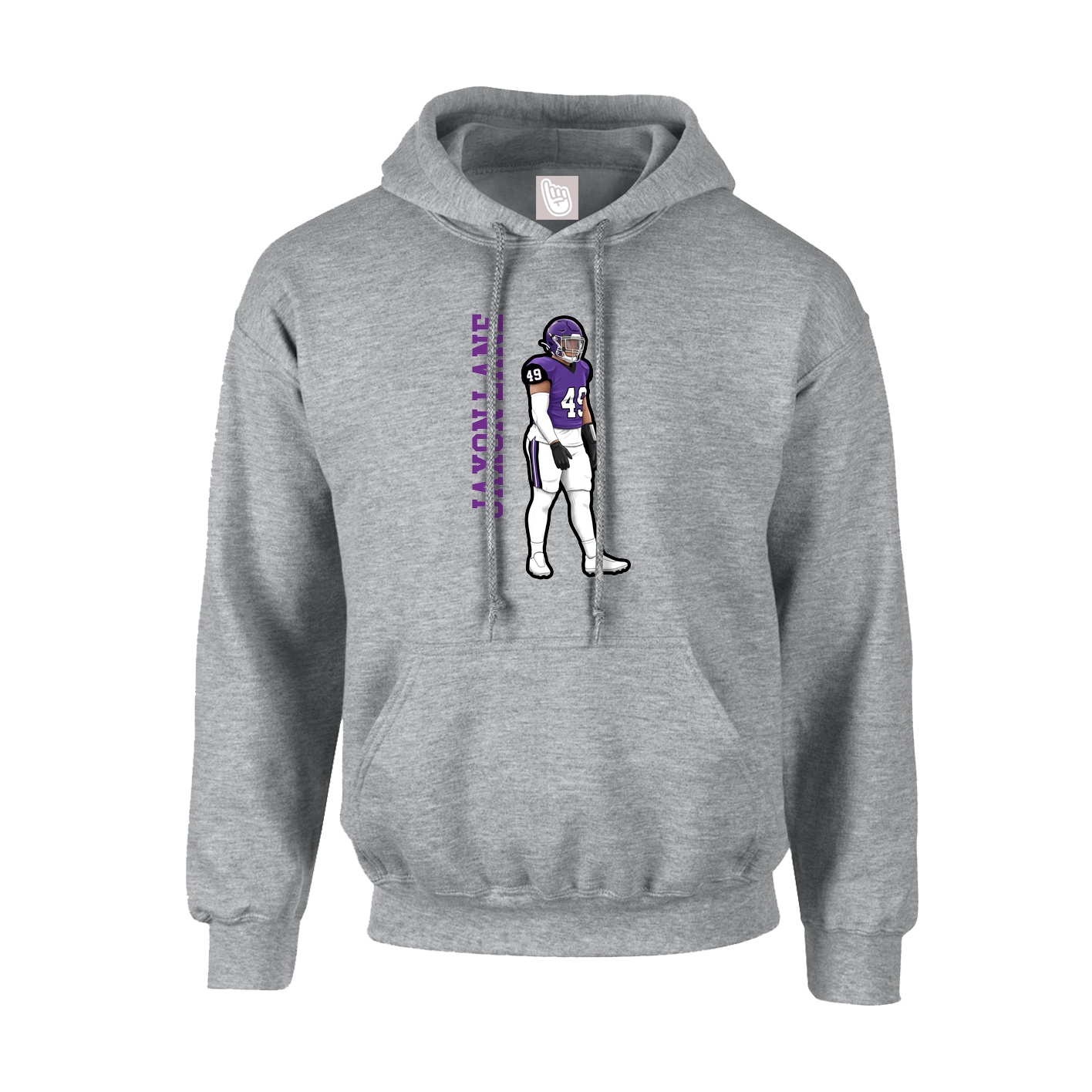 Youth Hoodie — Name Vertical in Grey