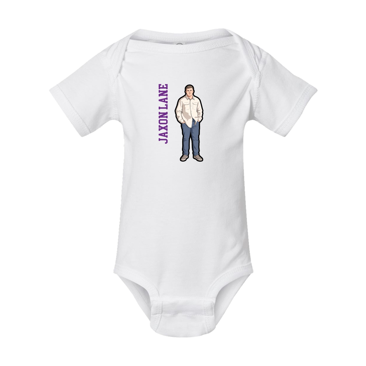Baby Onesie — Name Vertical in White
