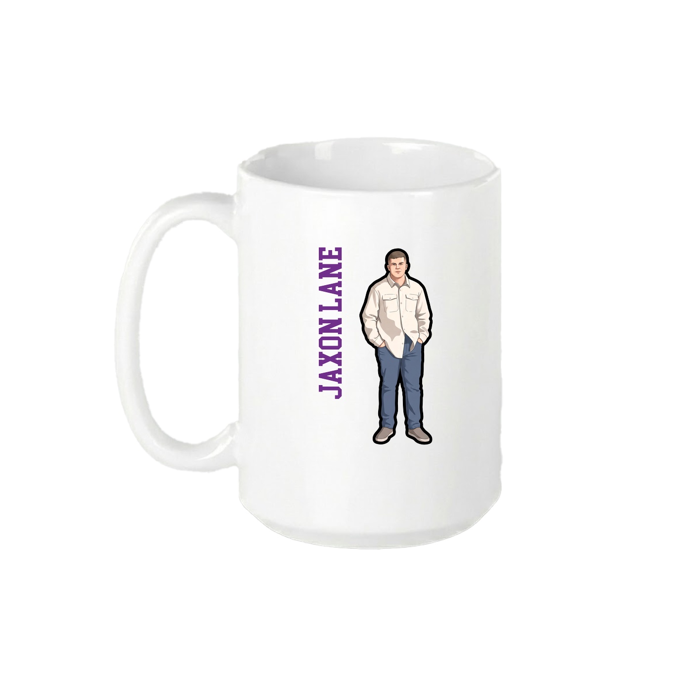 15oz Coffee Mug — Name Vertical in White