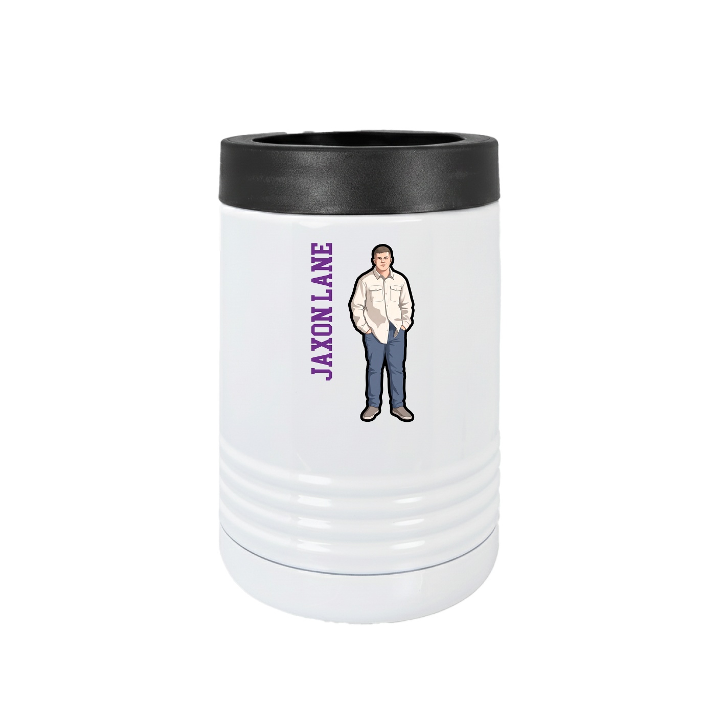 Beverage Holder — Name Vertical in White