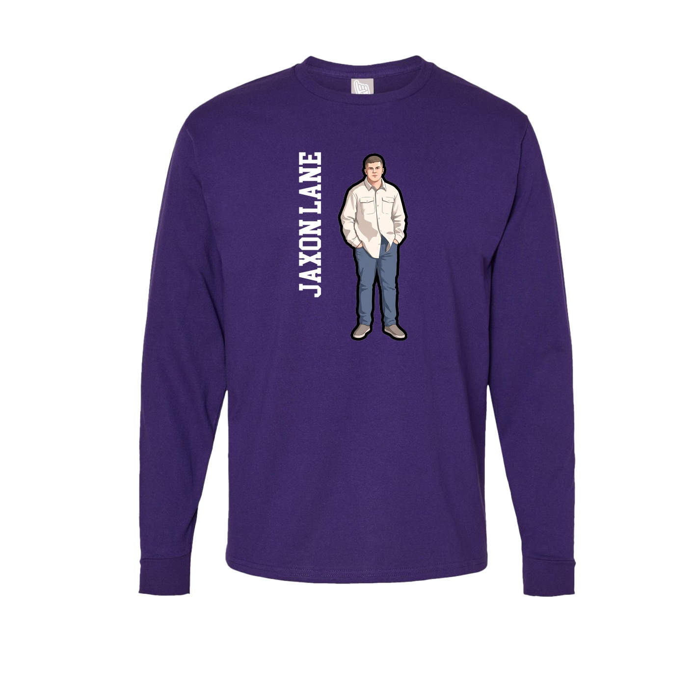 Long Sleeve Tee — Name Vertical in Purple