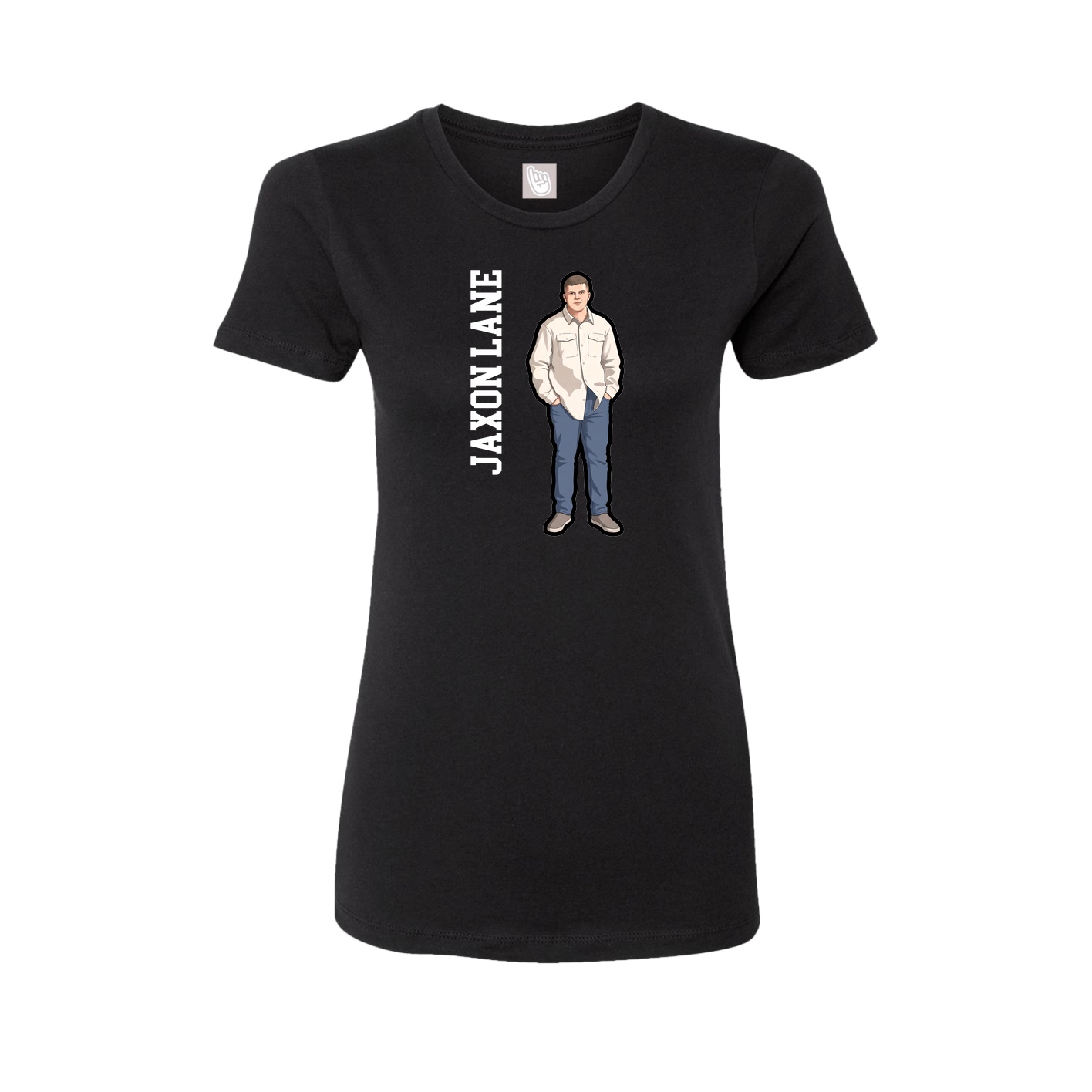 Fitted Women's Tee — Name Vertical in Black