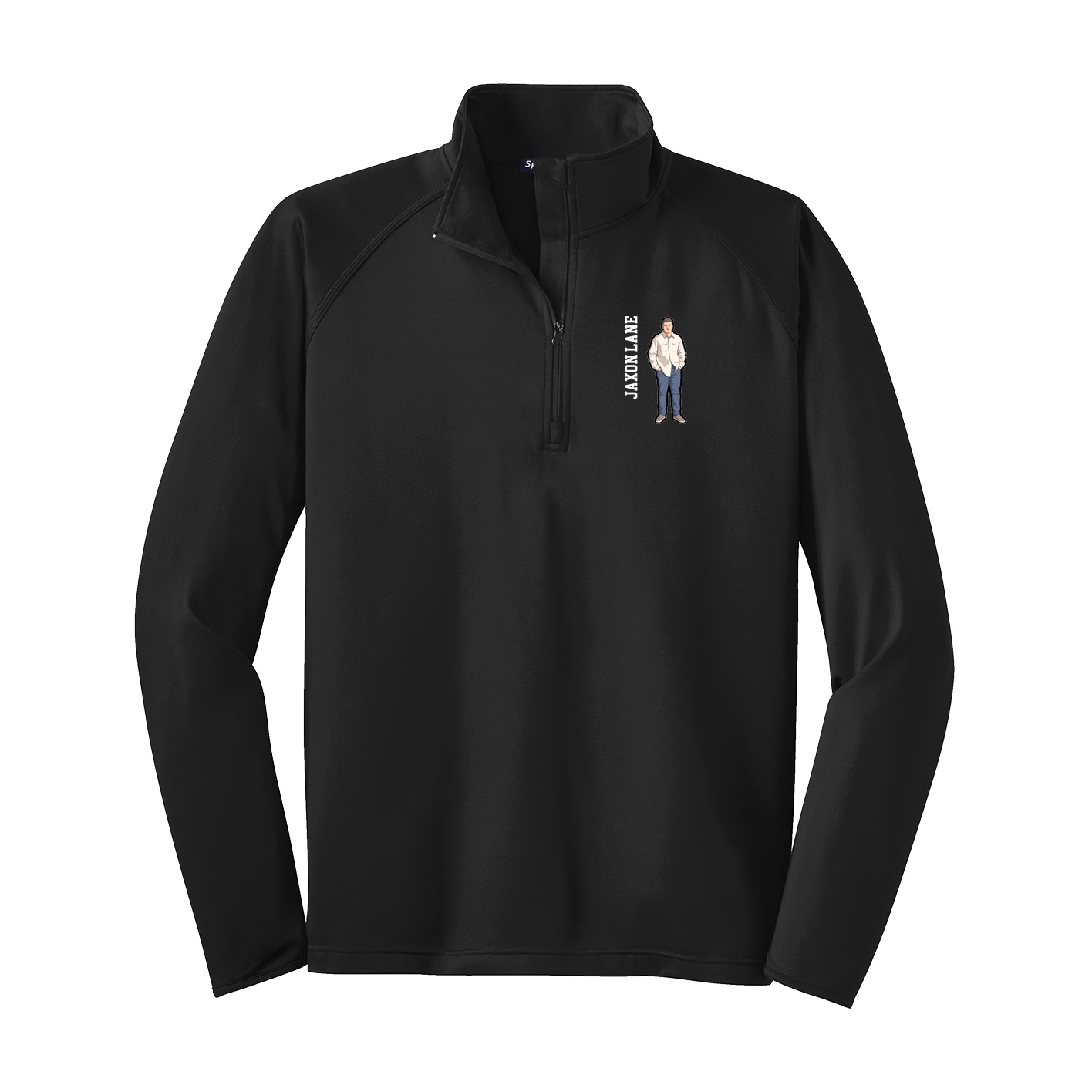 Q-Zip Pullover — Name Vertical in Black