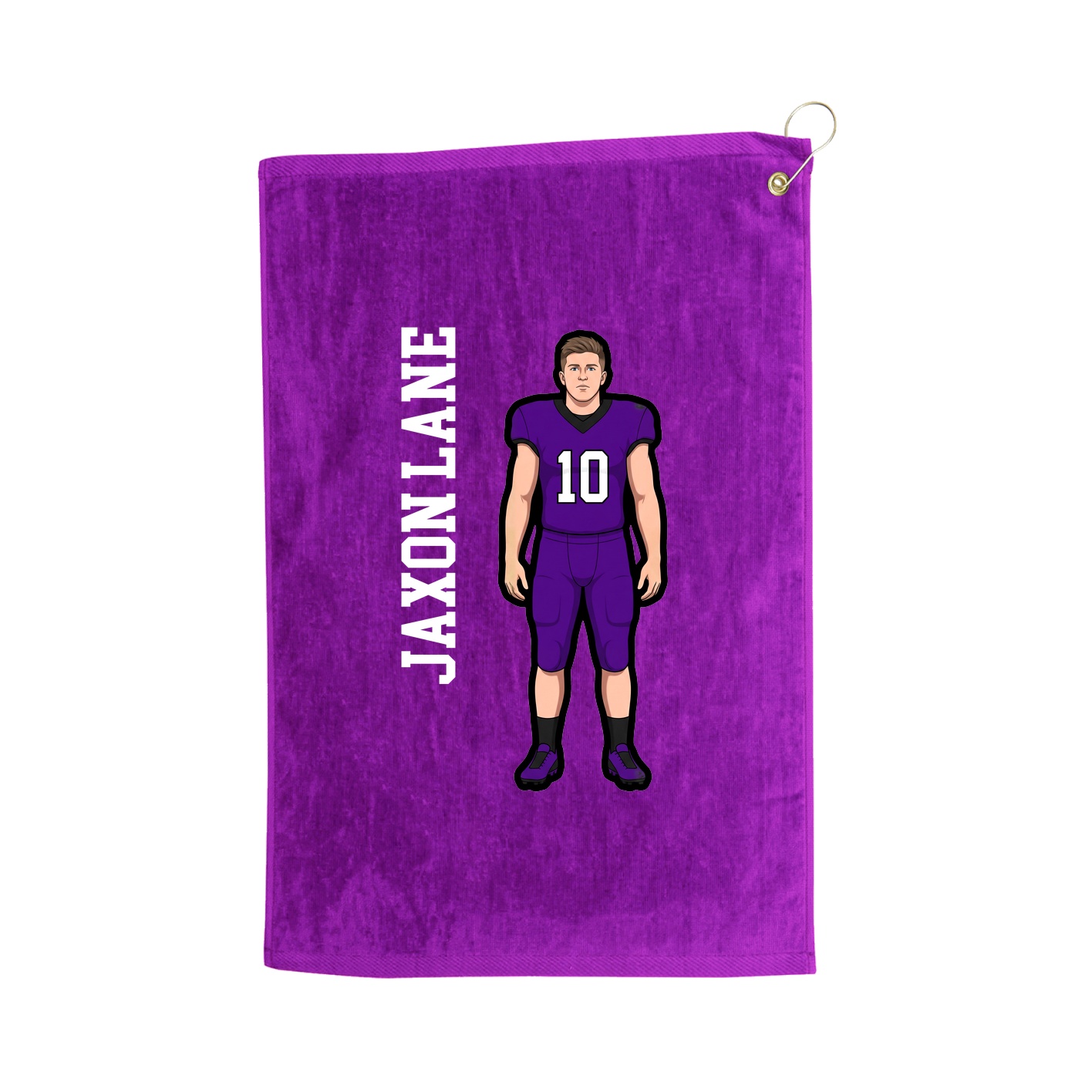 Golf Towel — Name Vertical in Purple