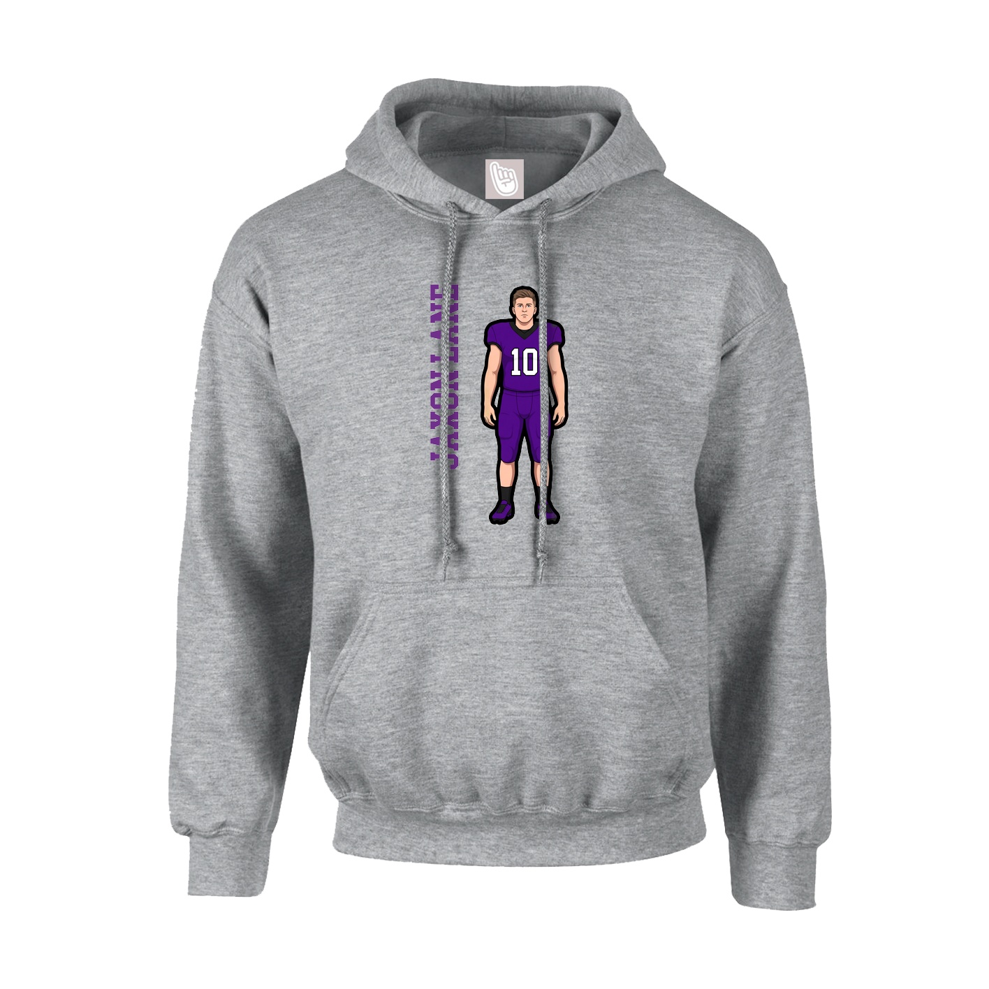 Hoodie — Name Vertical in Grey