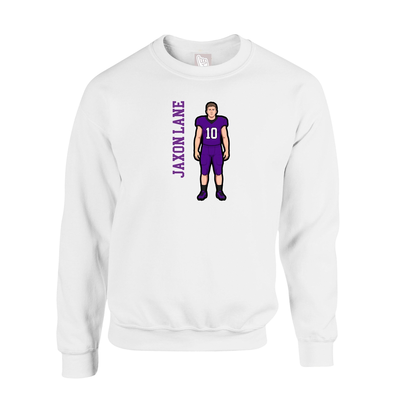 Fleece Crew — Name Vertical in White