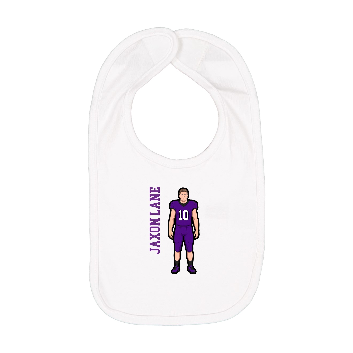 Infant Bib — Name Vertical in White