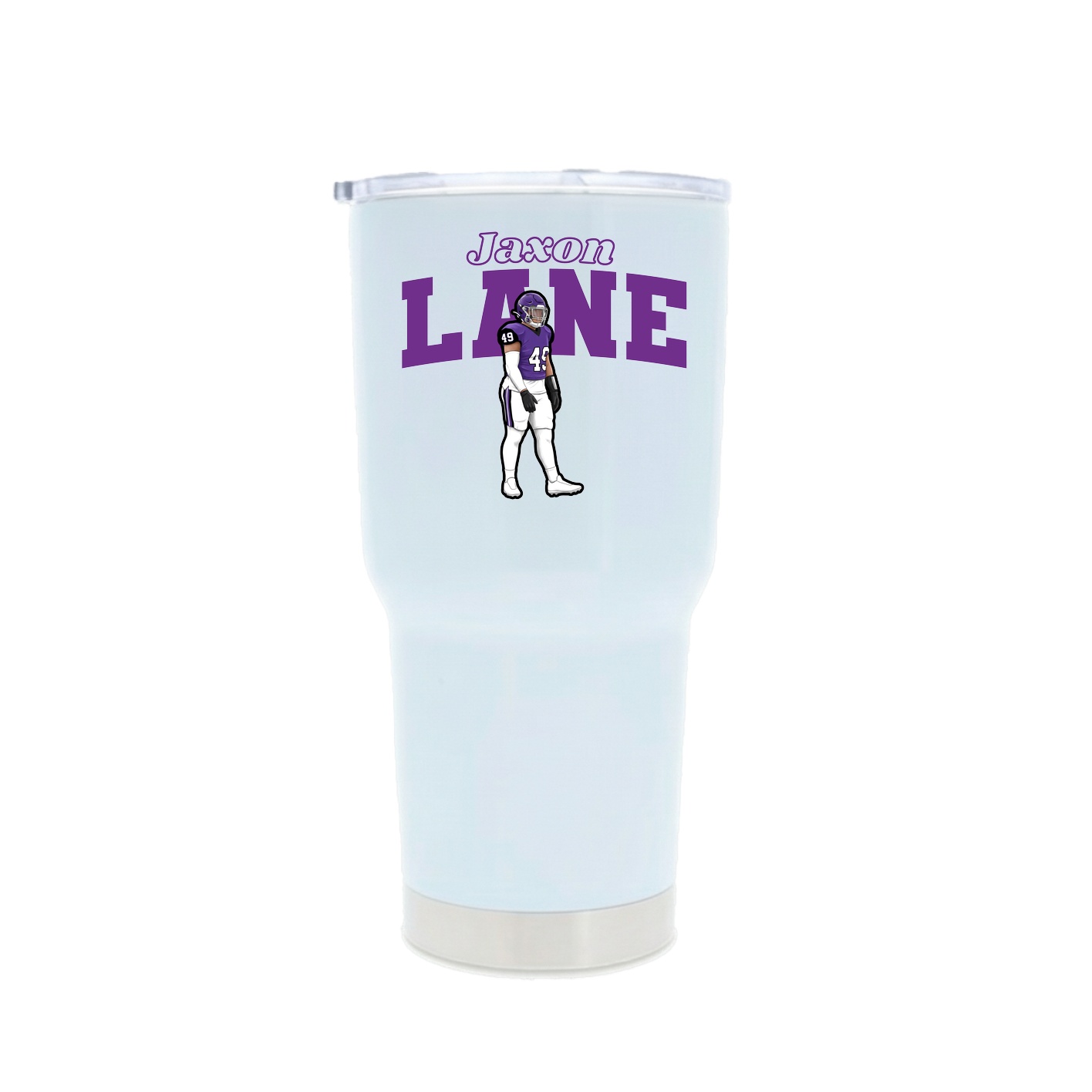 30oz Stainless Steel Tumbler — Name Arch in White
