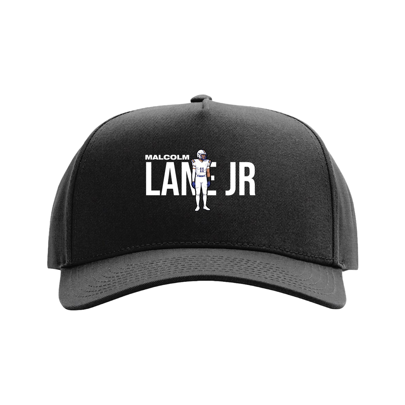 Full Fabric Five-Panel Champ Cap — Player Name in Black