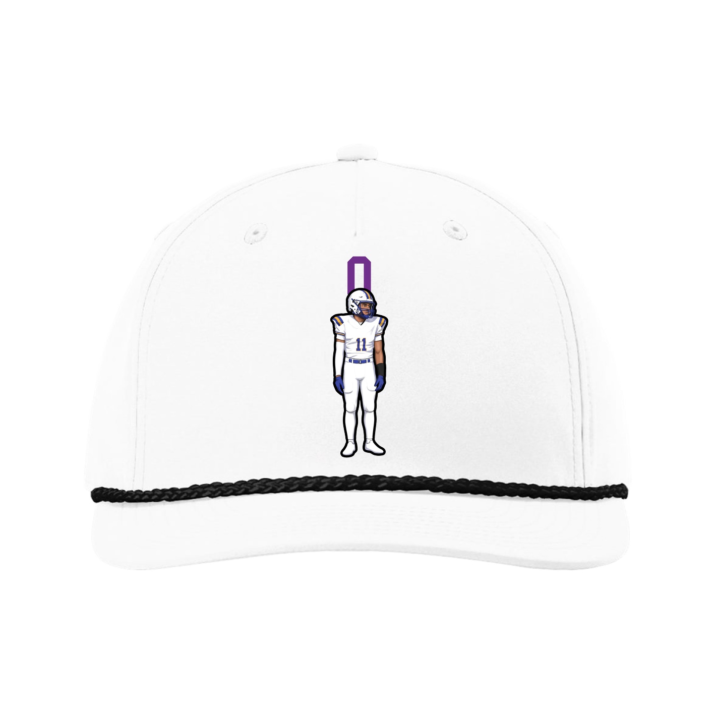 Five-Panel Classic Rope Cap — Number Top in White