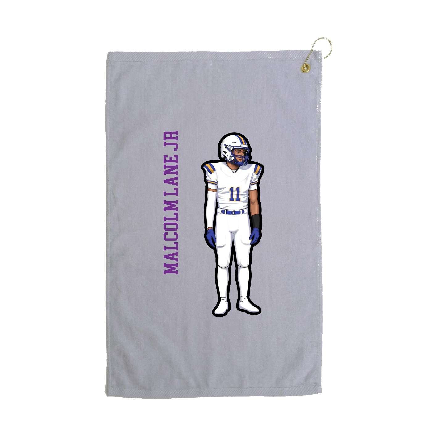 Golf Towel — Name Vertical in Grey