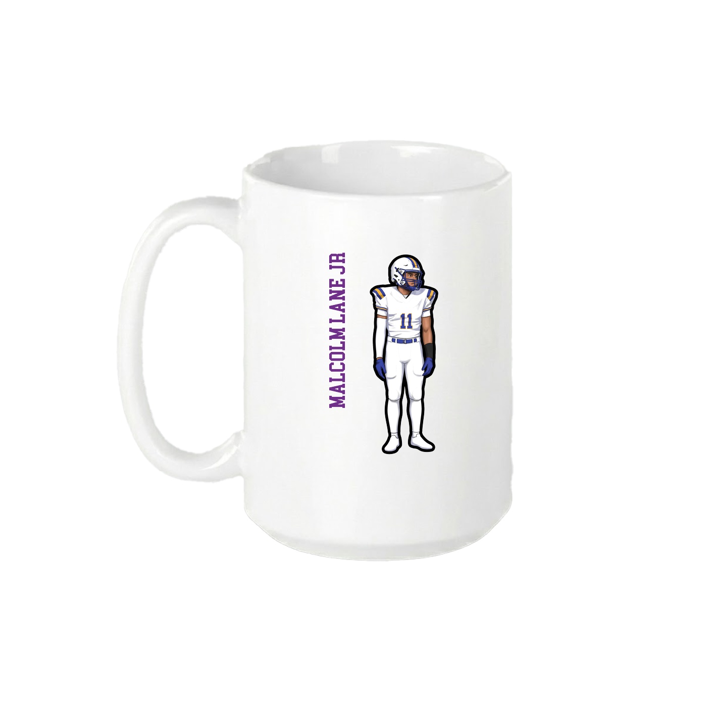 15oz Coffee Mug — Name Vertical in White