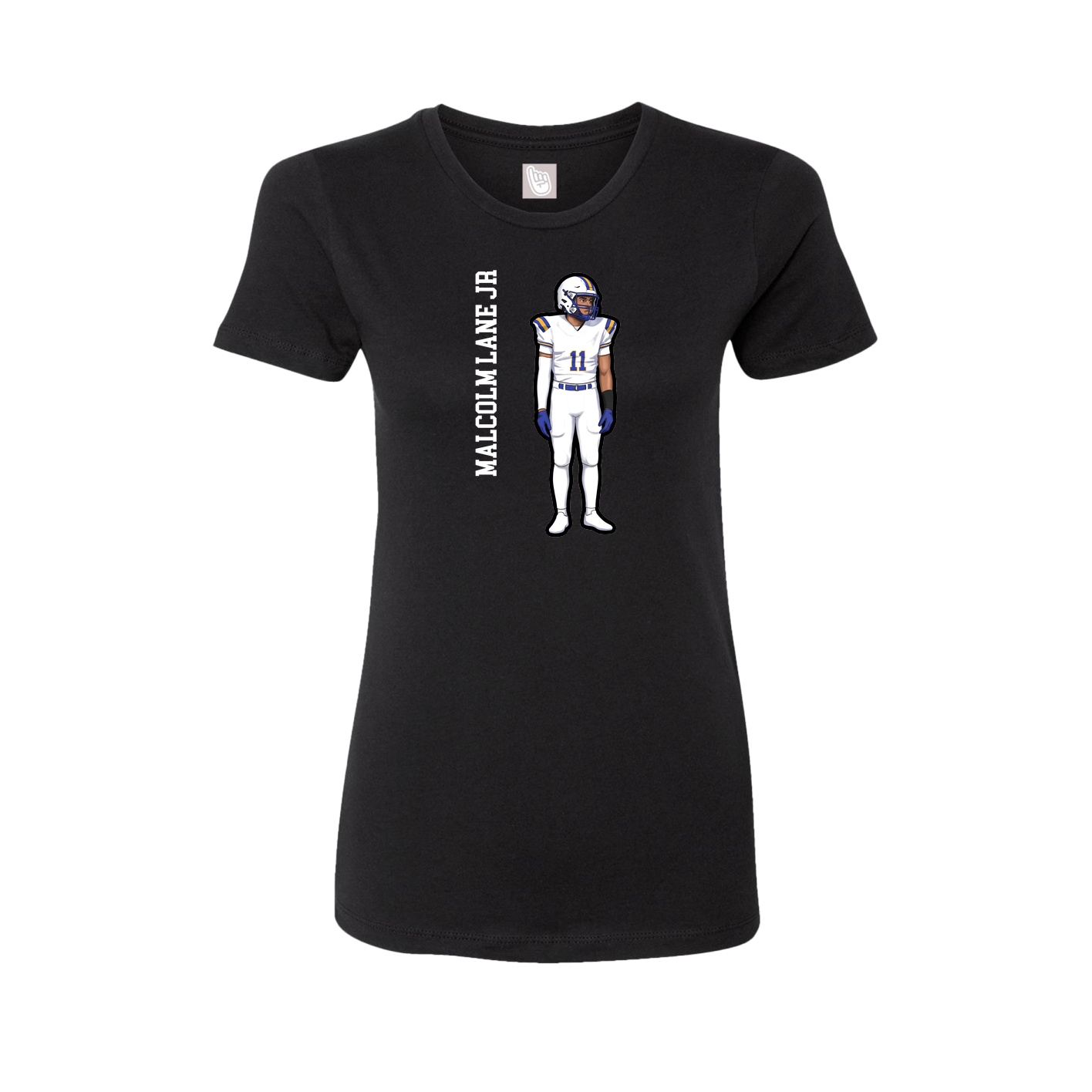Fitted Women's Tee — Name Vertical in Black