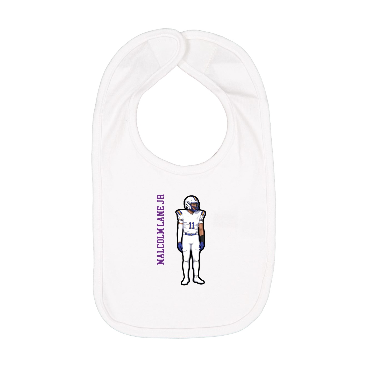 Infant Bib — Name Vertical in White