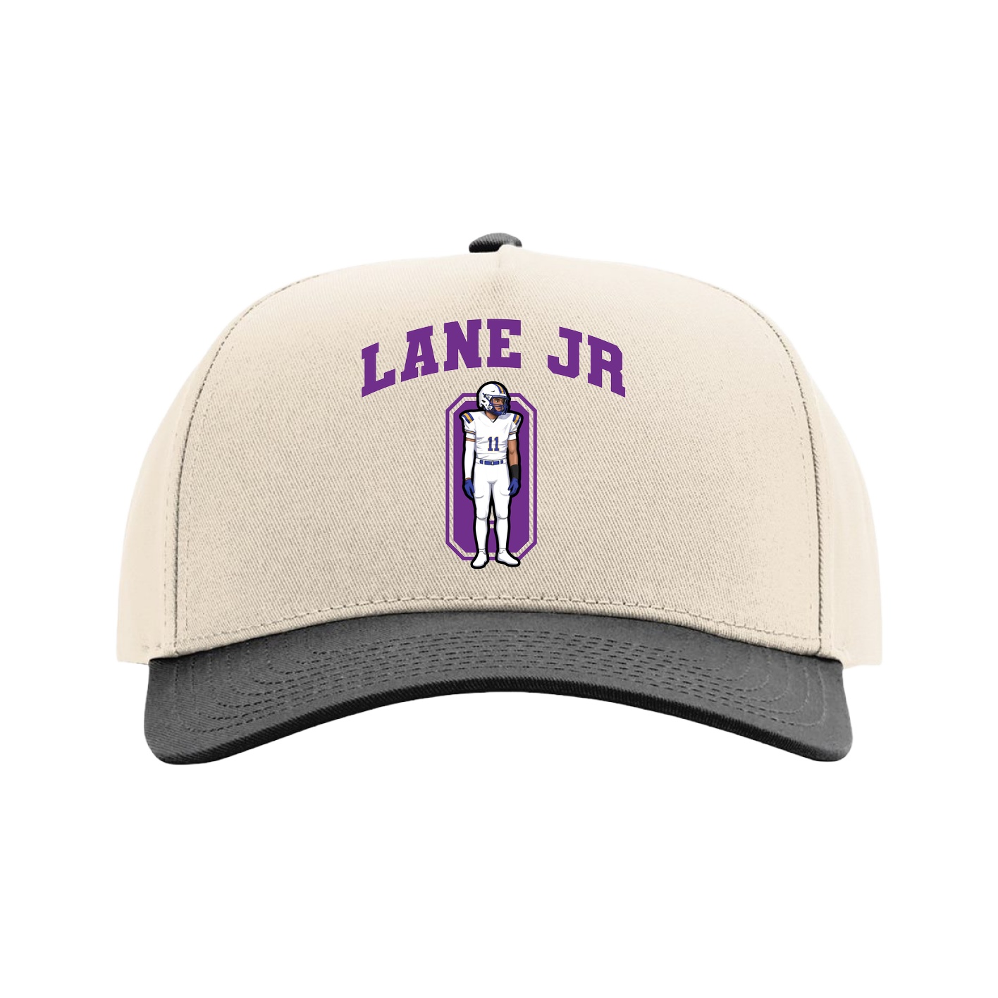Full Fabric Five-Panel Champ Cap — Number in Cream/Black