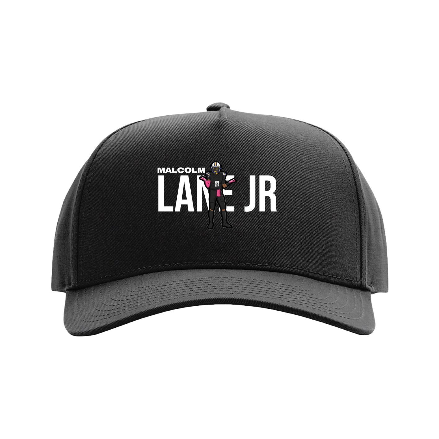 Full Fabric Five-Panel Champ Cap — Player Name in Black
