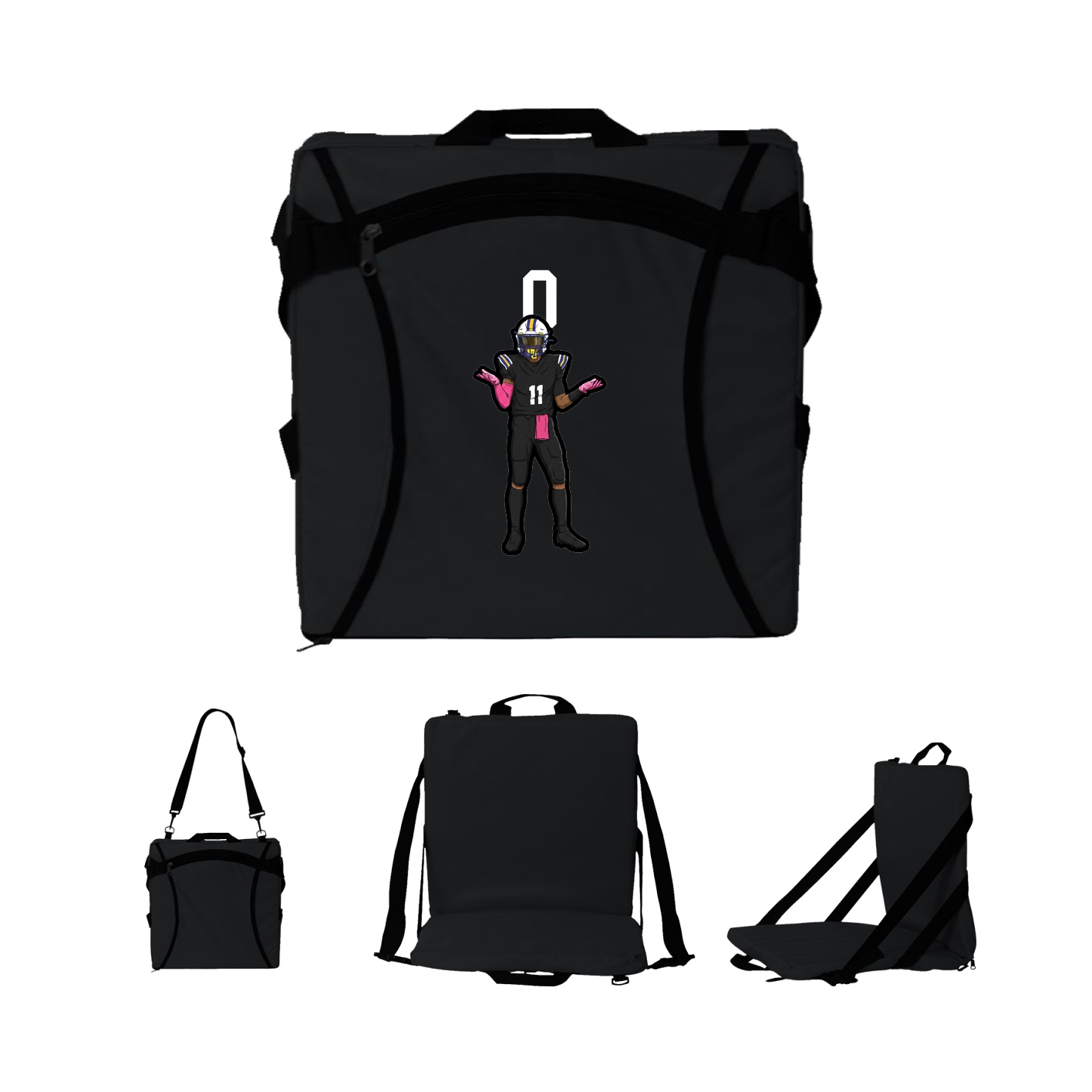 Folding Stadium Seat — Number Top in Black