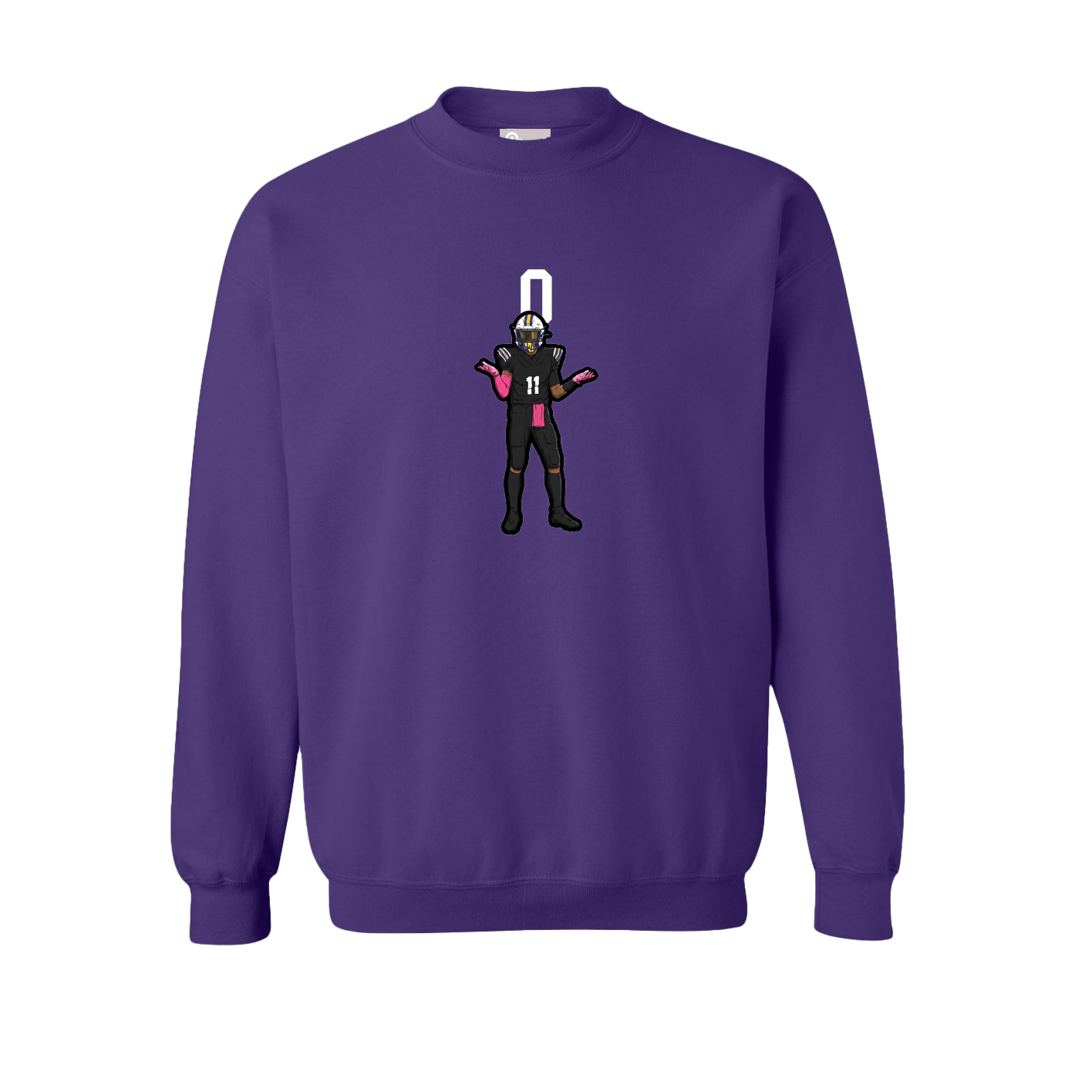 Fleece Crew — Number Top in Purple