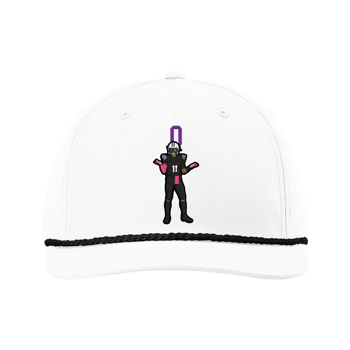 Five-Panel Classic Rope Cap — Number Top in White