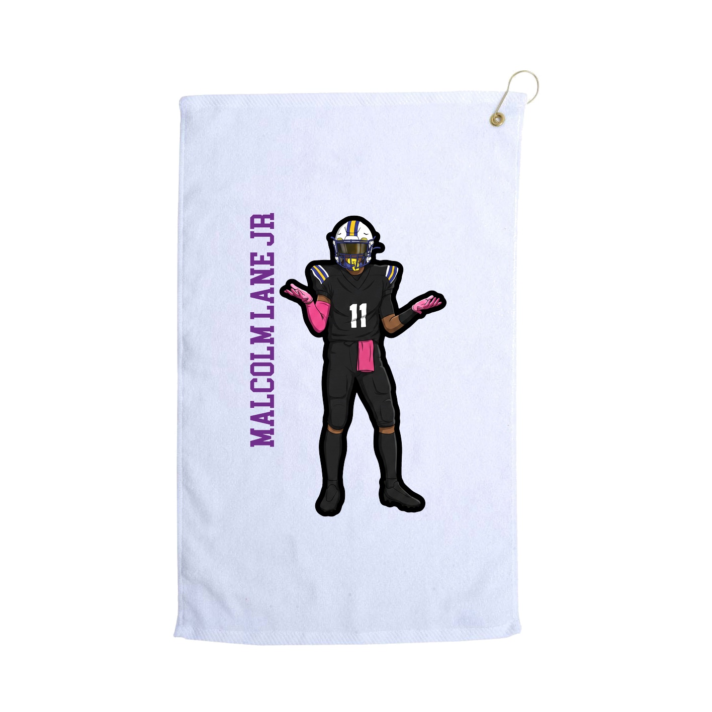 Golf Towel — Name Vertical in White