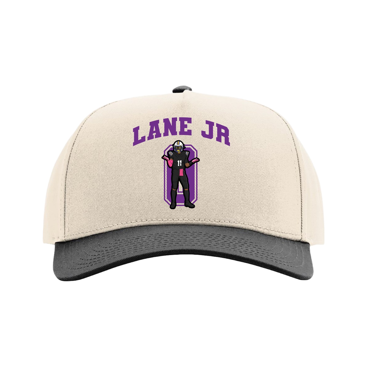 Full Fabric Five-Panel Champ Cap — Number in Cream/Black