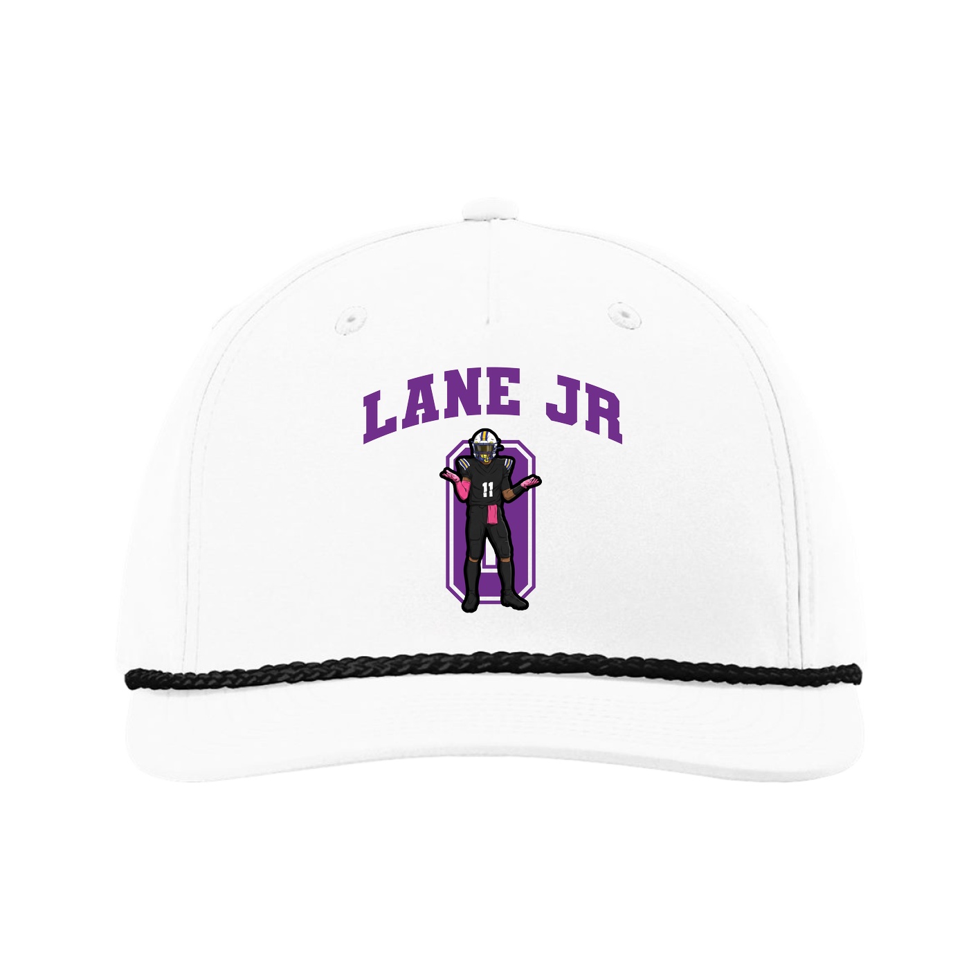 Five-Panel Classic Rope Cap — Number in White