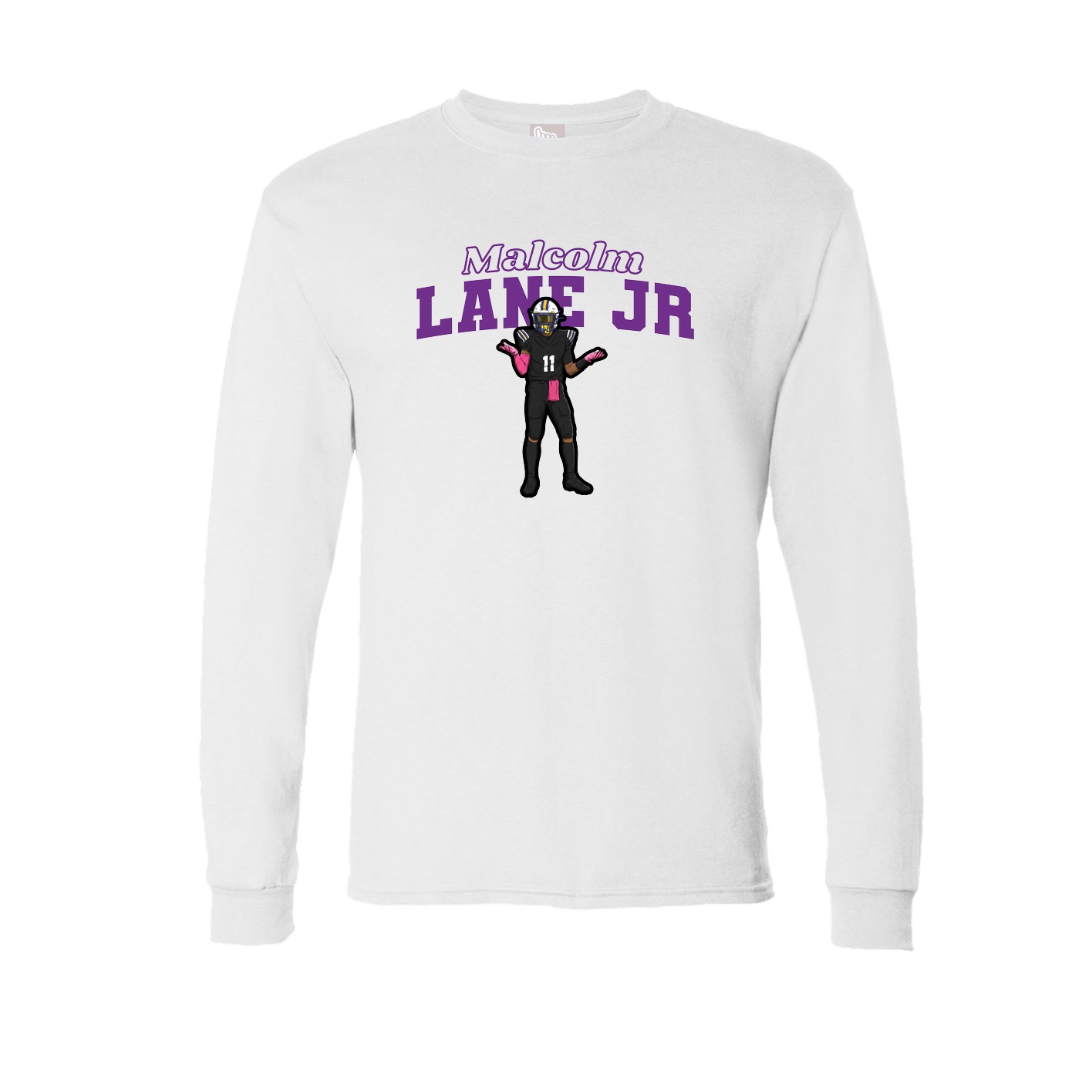 Long Sleeve Tee — Name Arch in White