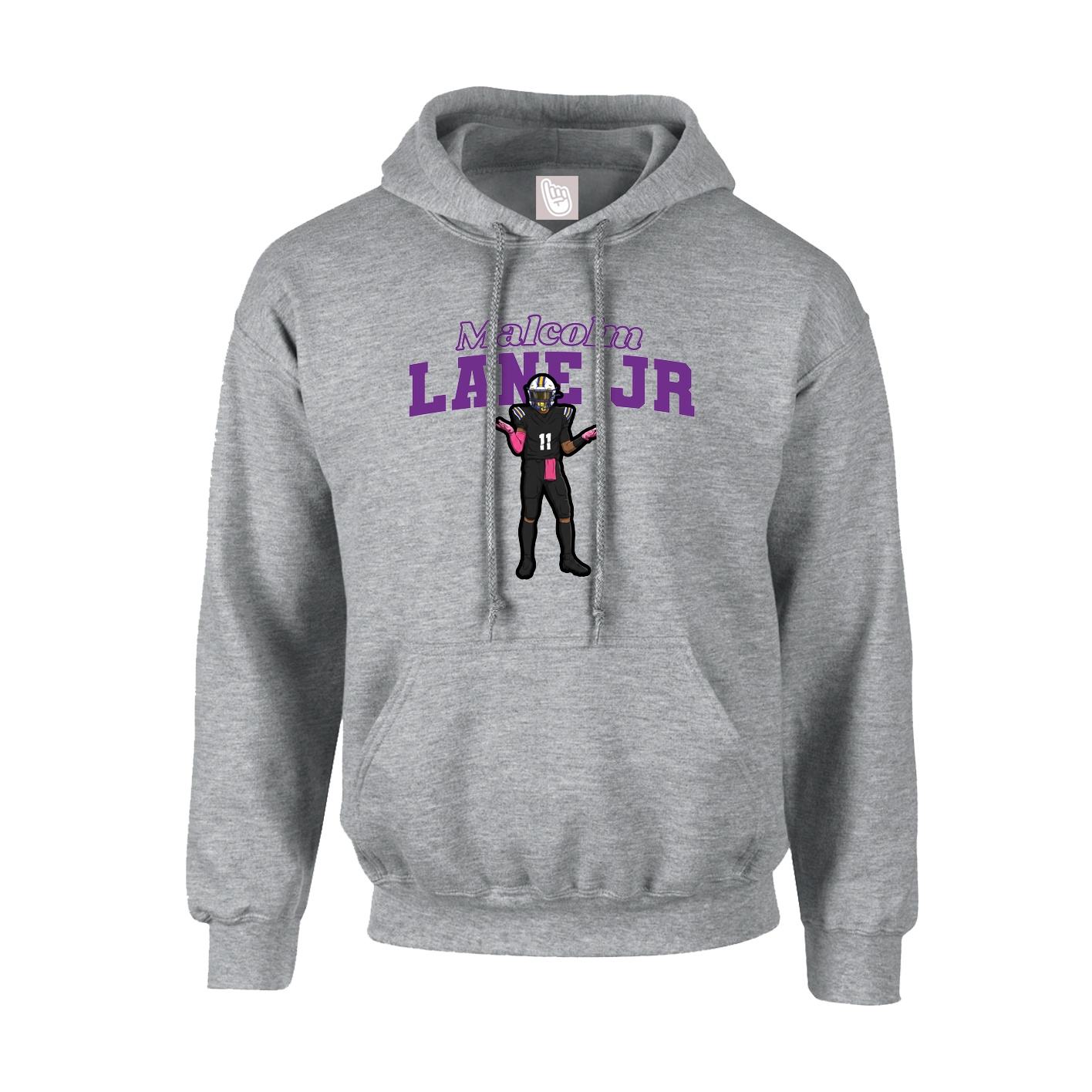 Youth Hoodie — Name Arch in Grey