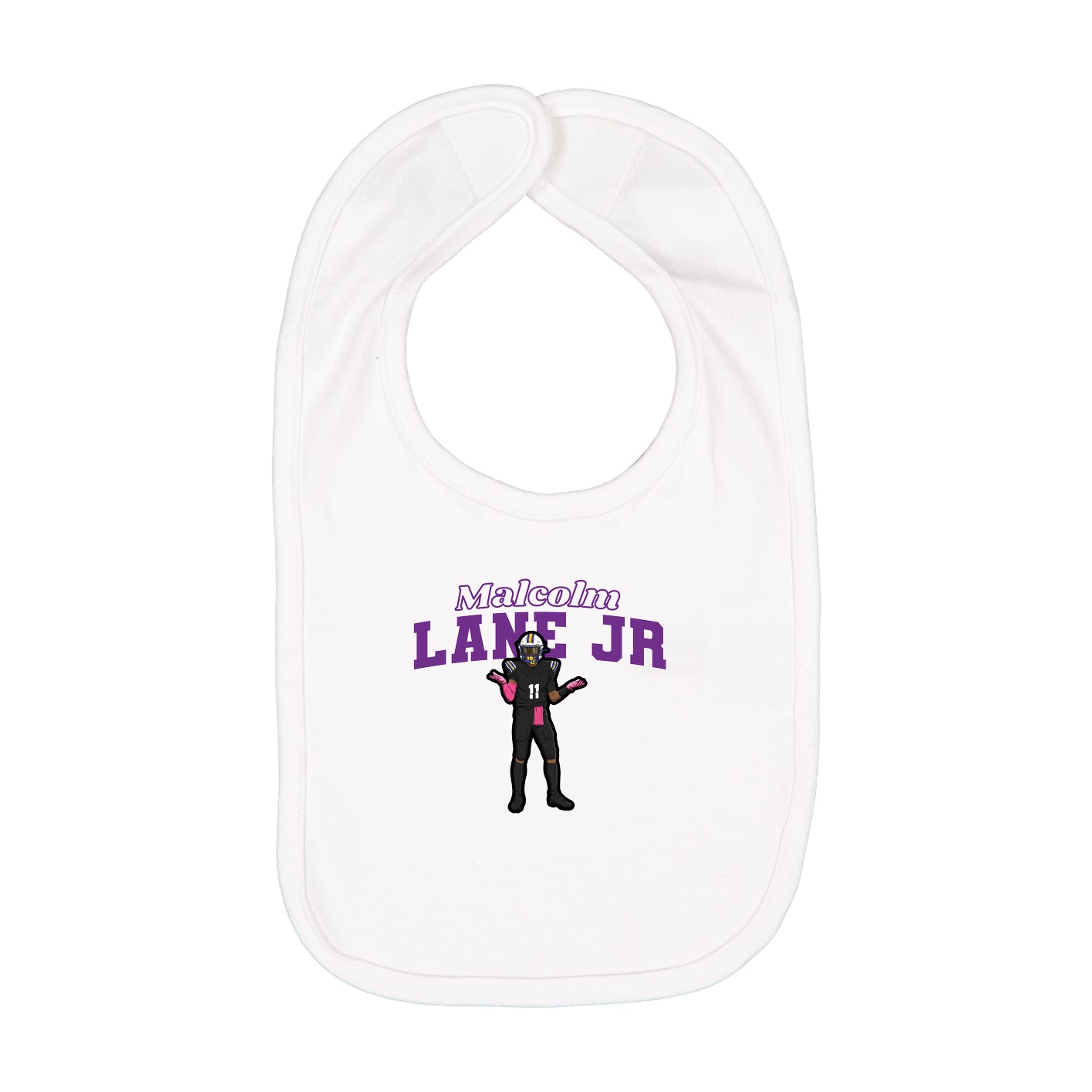 Infant Bib — Name Arch in White