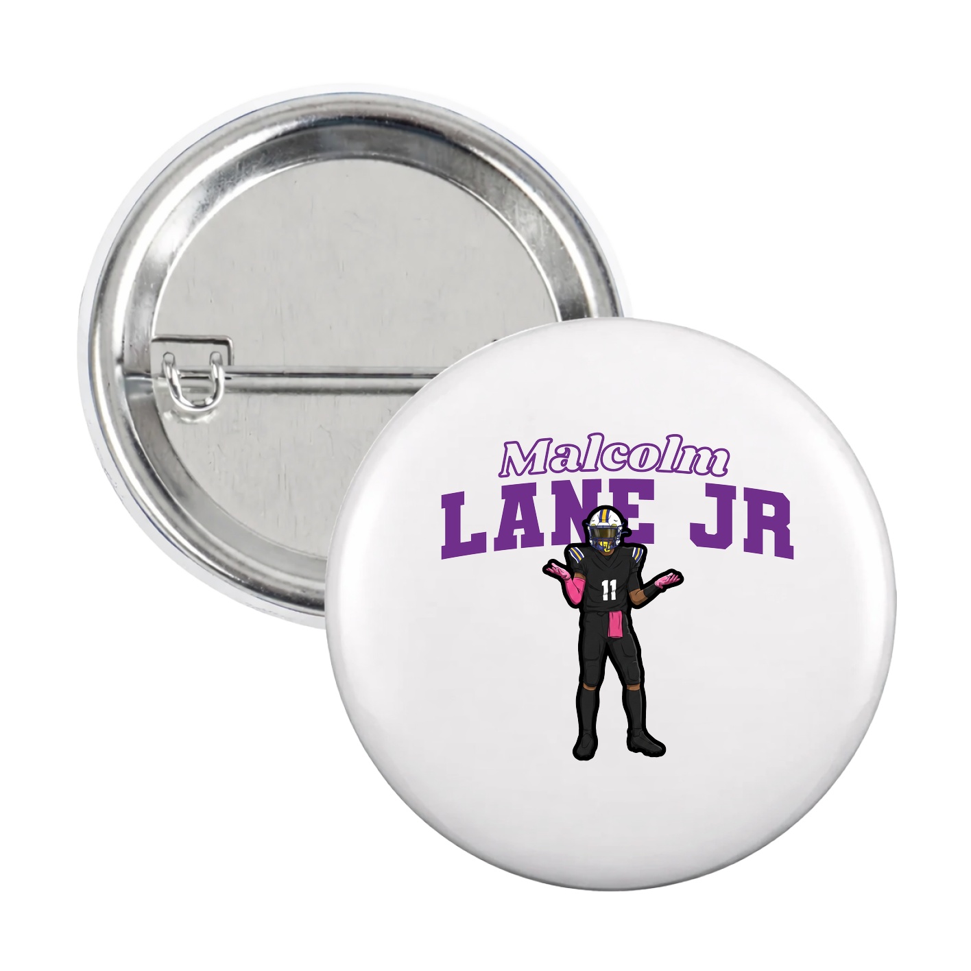 Game Day Button — Name Arch in White