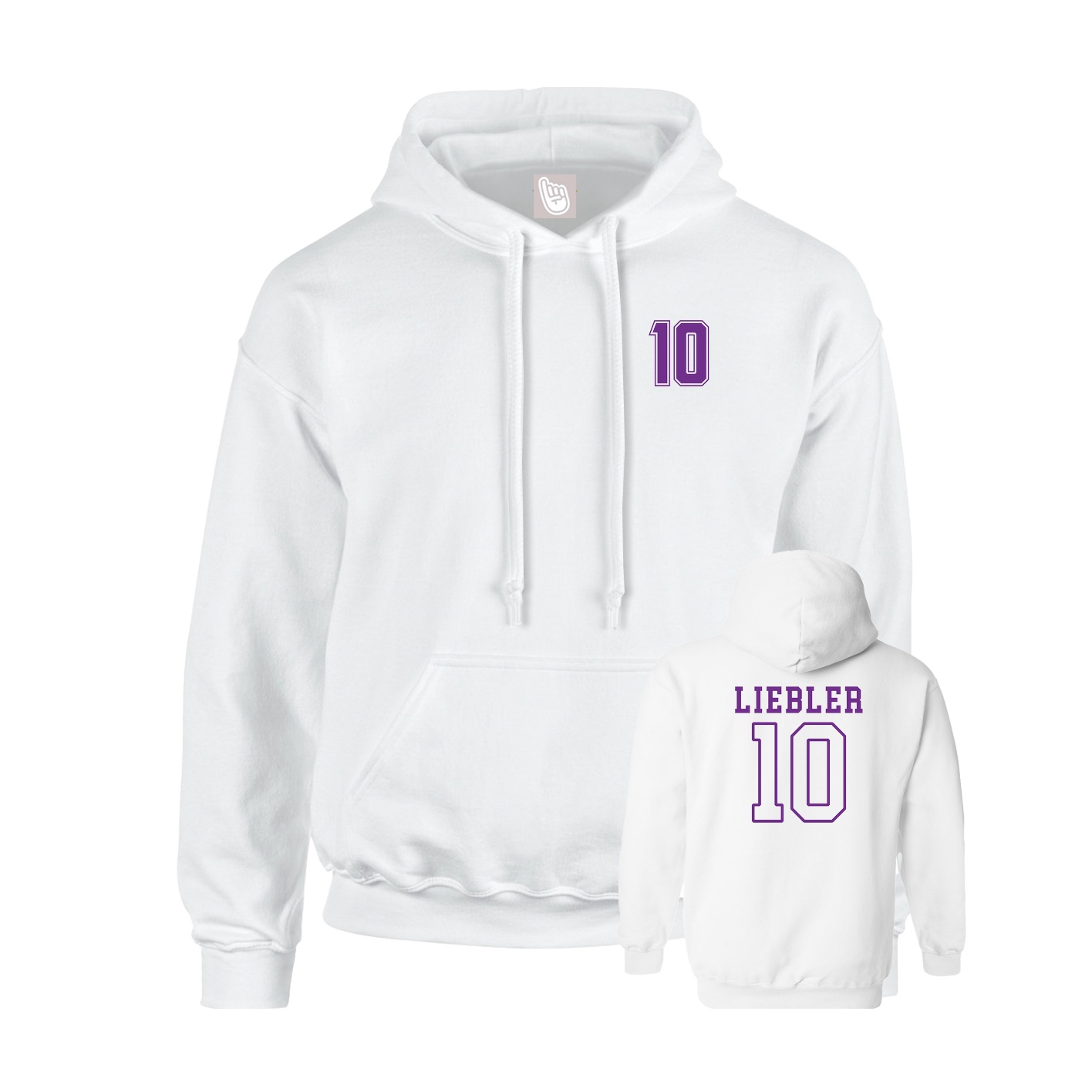 Youth Hoodie — Chest Back in White