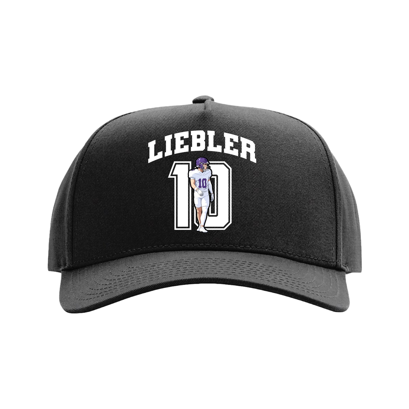 Full Fabric Five-Panel Champ Cap — Number in Black