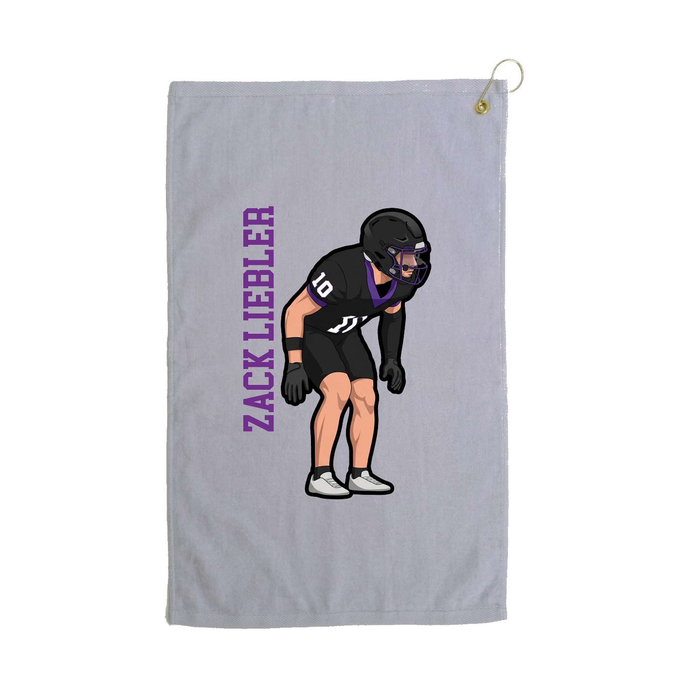 Golf Towel — Name Vertical in Grey