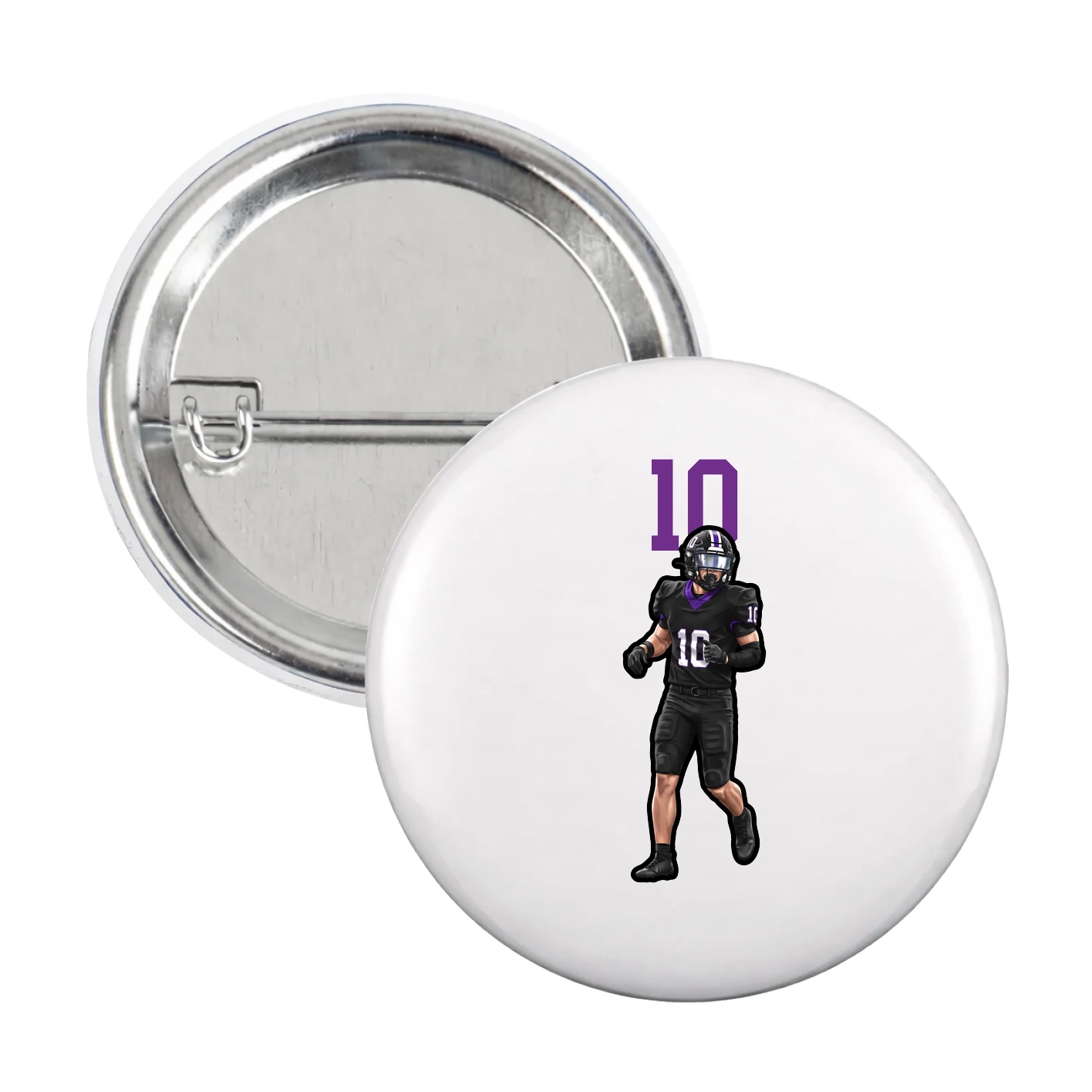 Game Day Button — Number Top in White