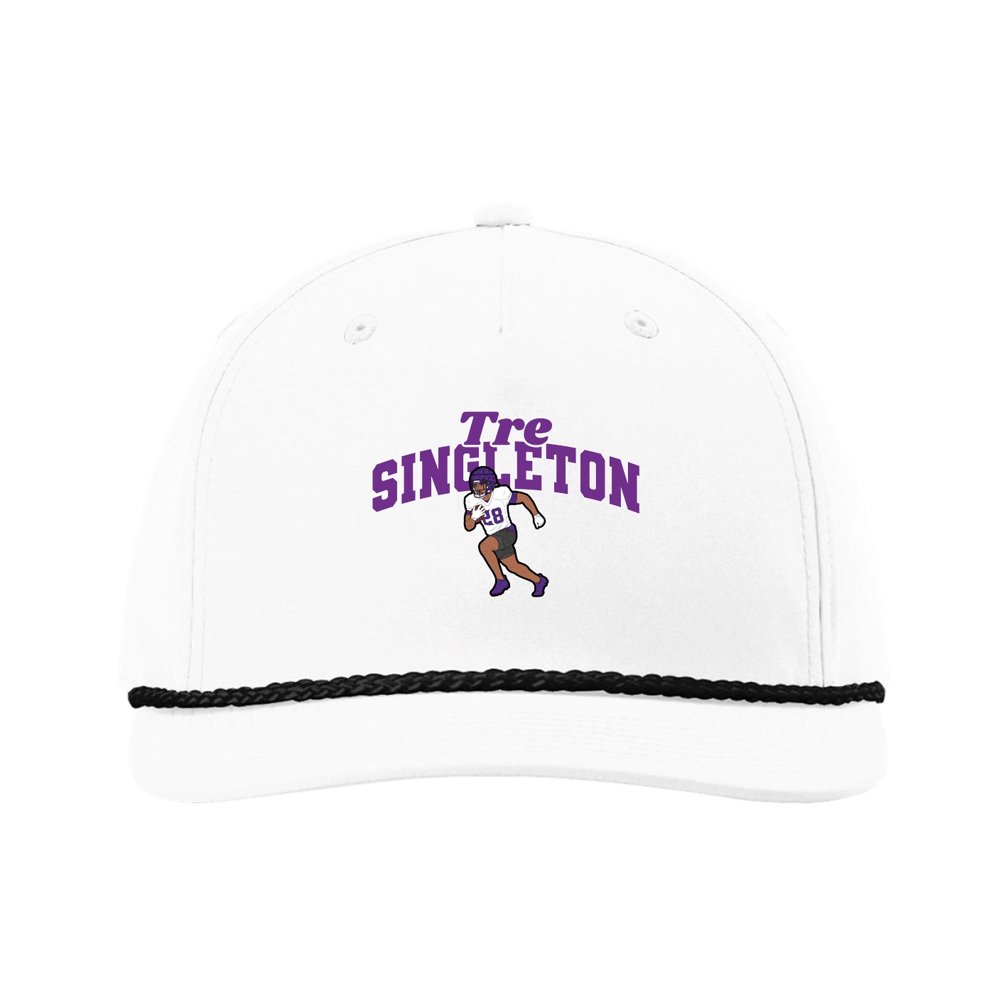 Five-Panel Classic Rope Cap — Signature Arch in White