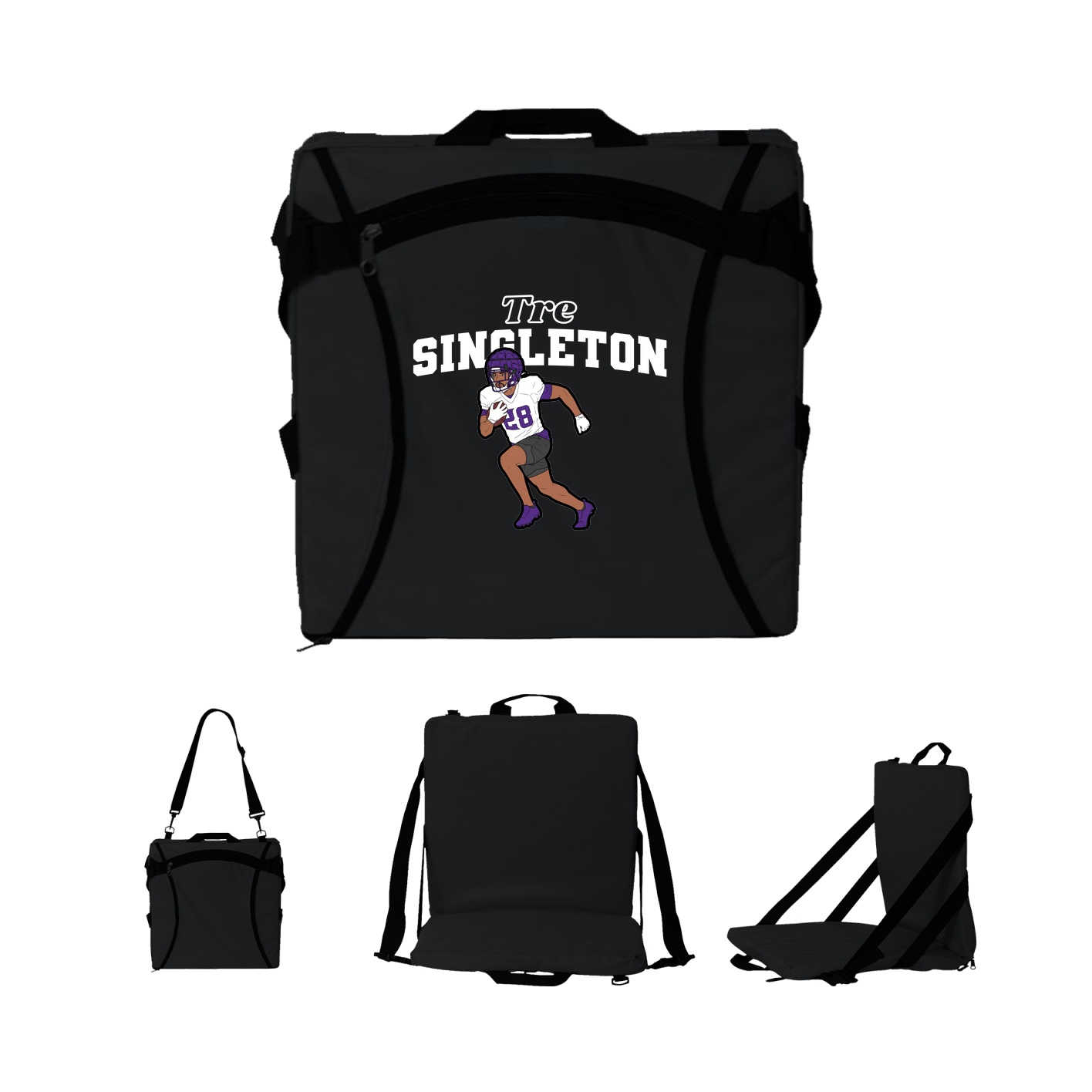 Folding Stadium Seat — Name Arch in Black