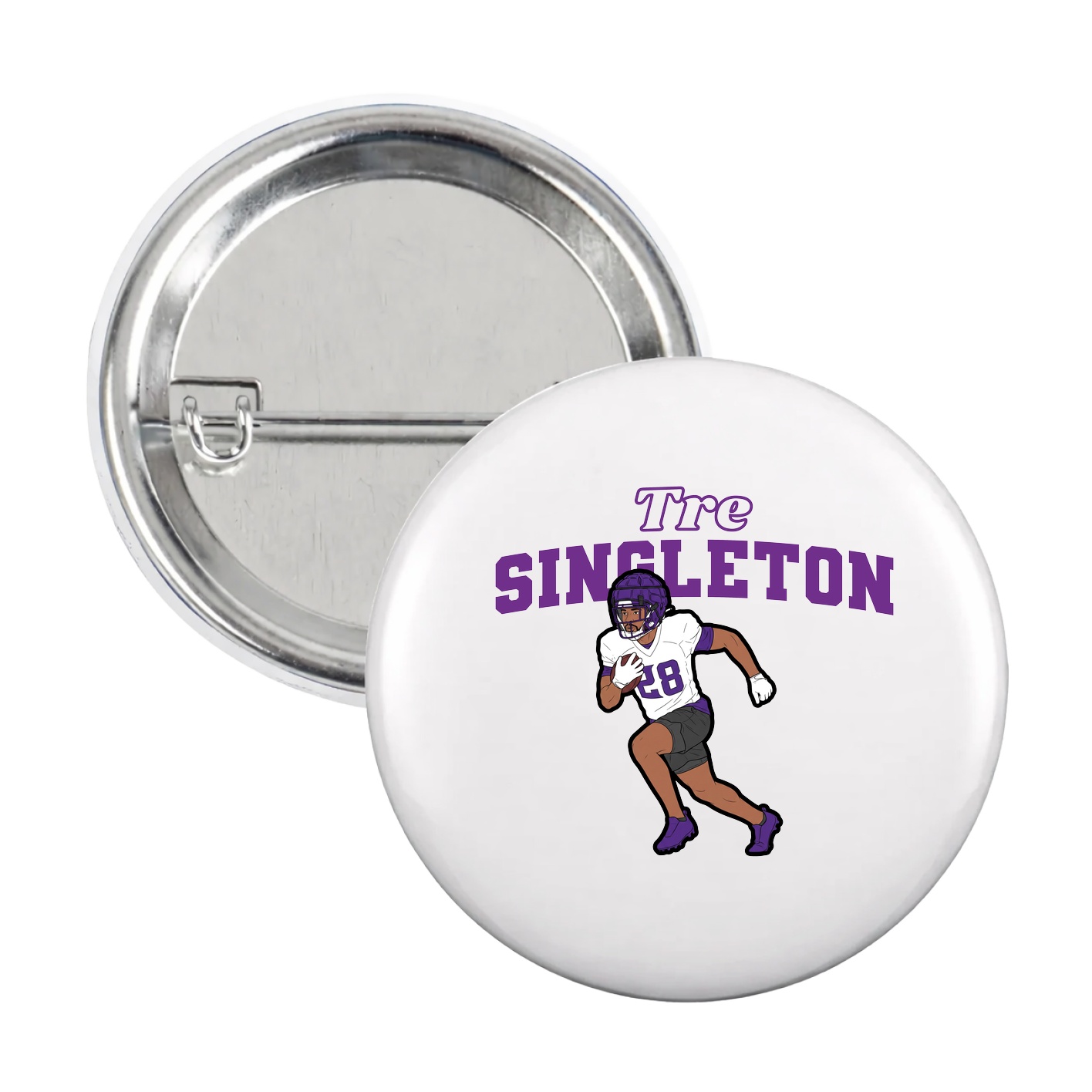 Game Day Button — Name Arch in White