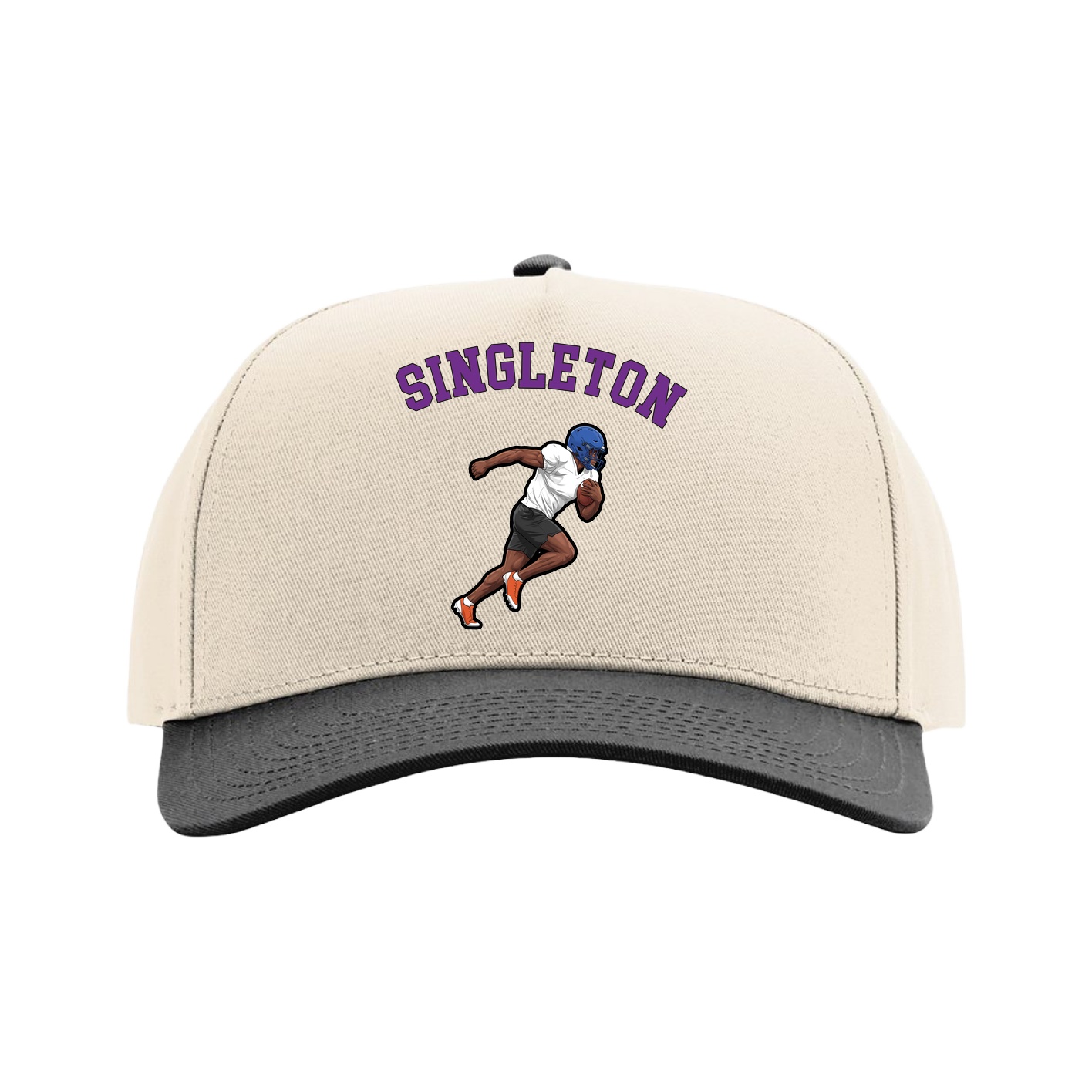 Full Fabric Five-Panel Champ Cap — Shirsey Arch in Cream/Black