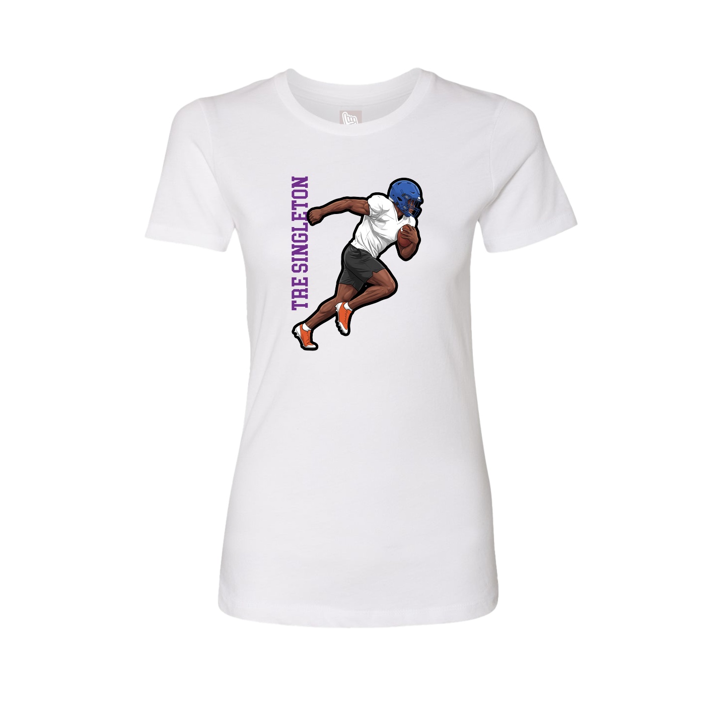 Womens Tee — Name Vertical in White