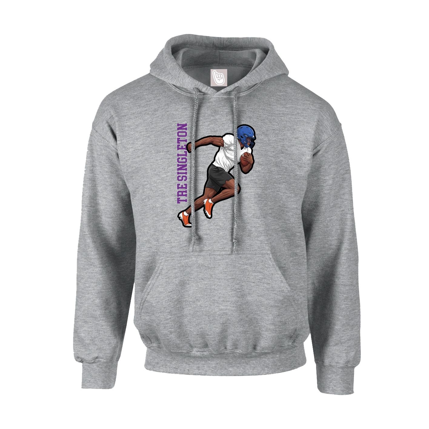 Youth Hoodie — Name Vertical in Grey
