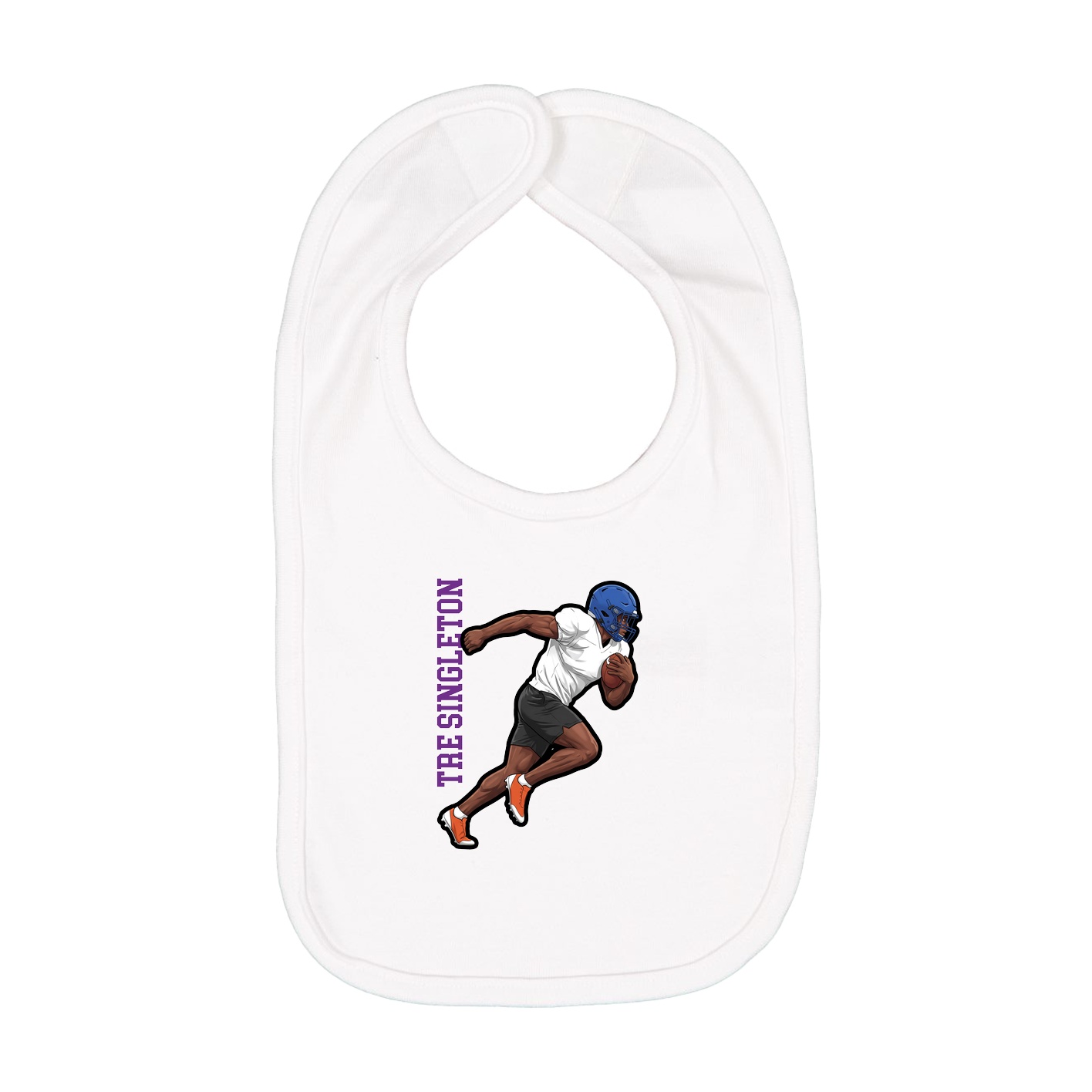 Infant Bib — Name Vertical in White