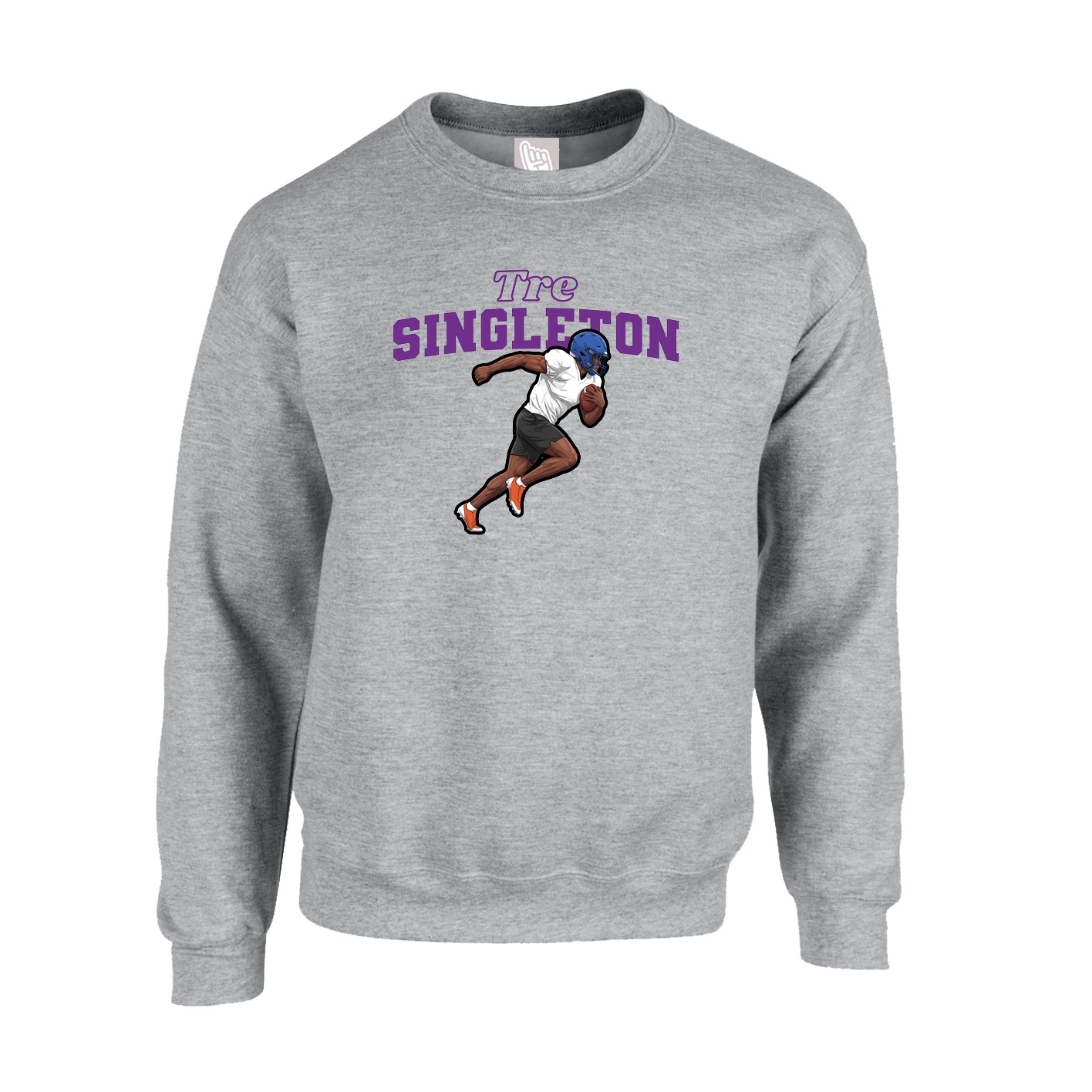 Fleece Crew — Name Arch in Grey