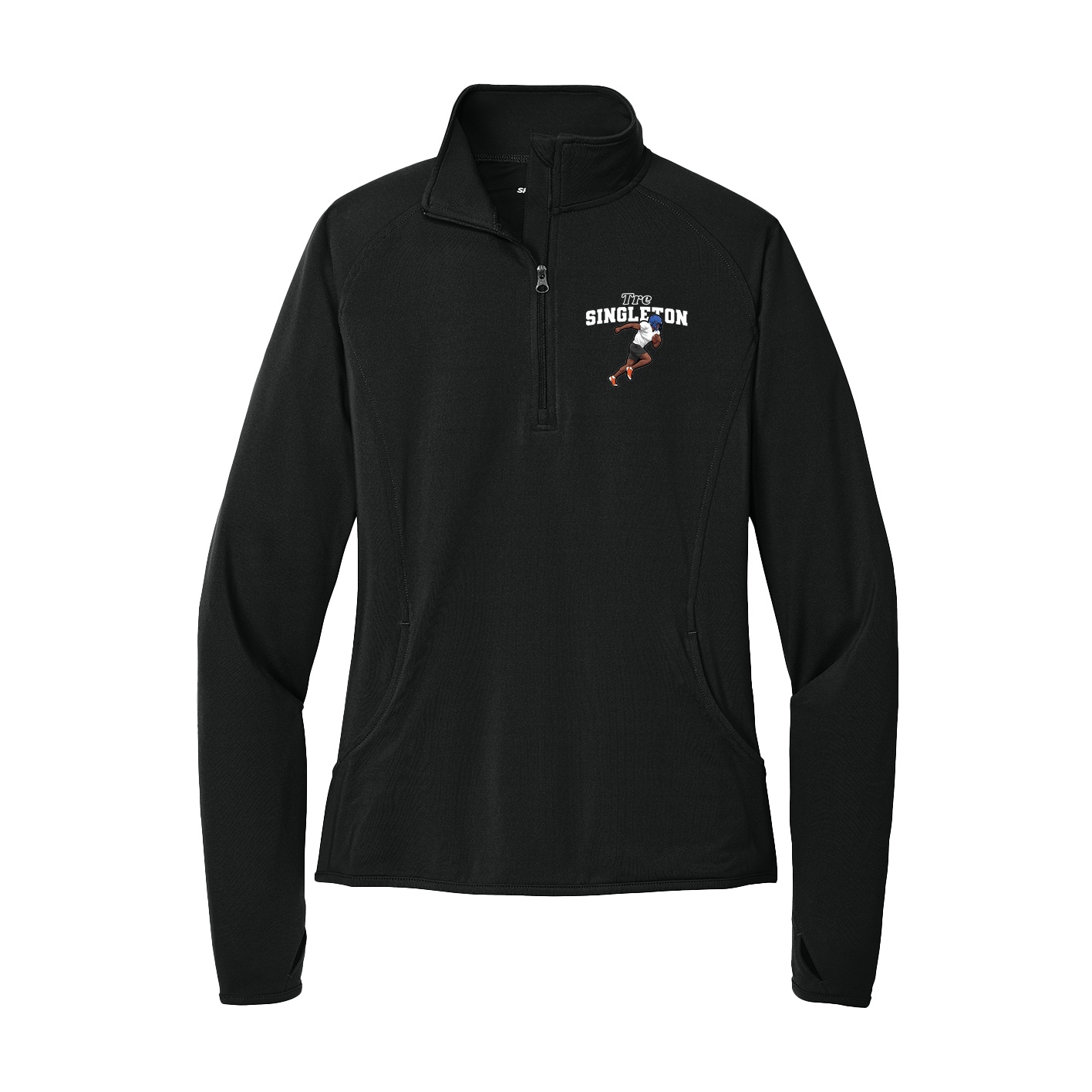 Women's Q-Zip Pullover — Name Arch in Black