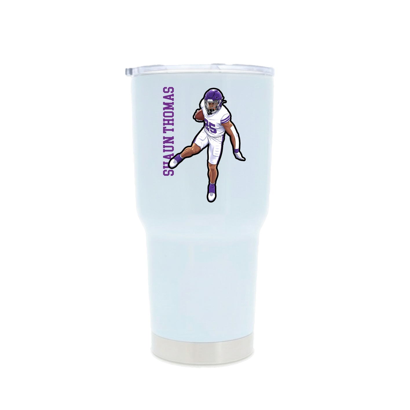 30oz Stainless Steel Tumbler — Name Vertical in White