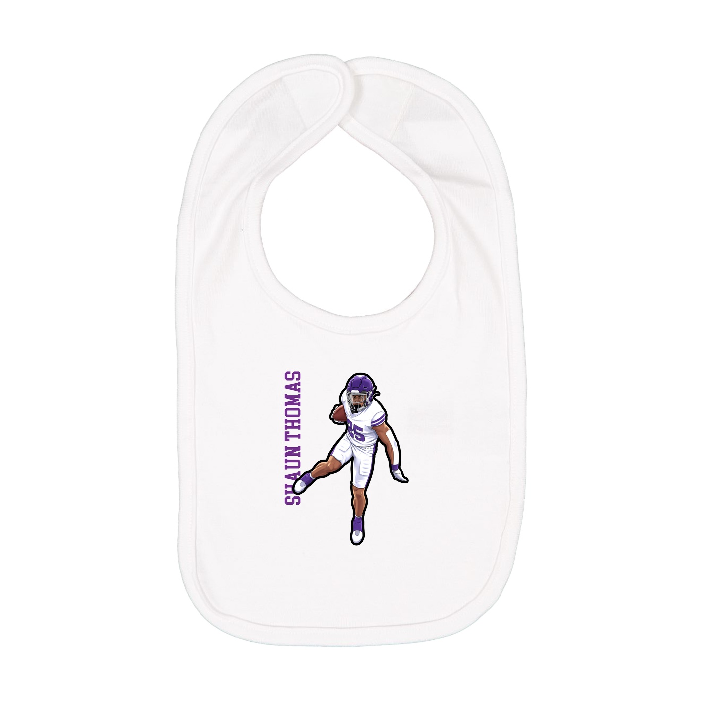 Infant Bib — Name Vertical in White