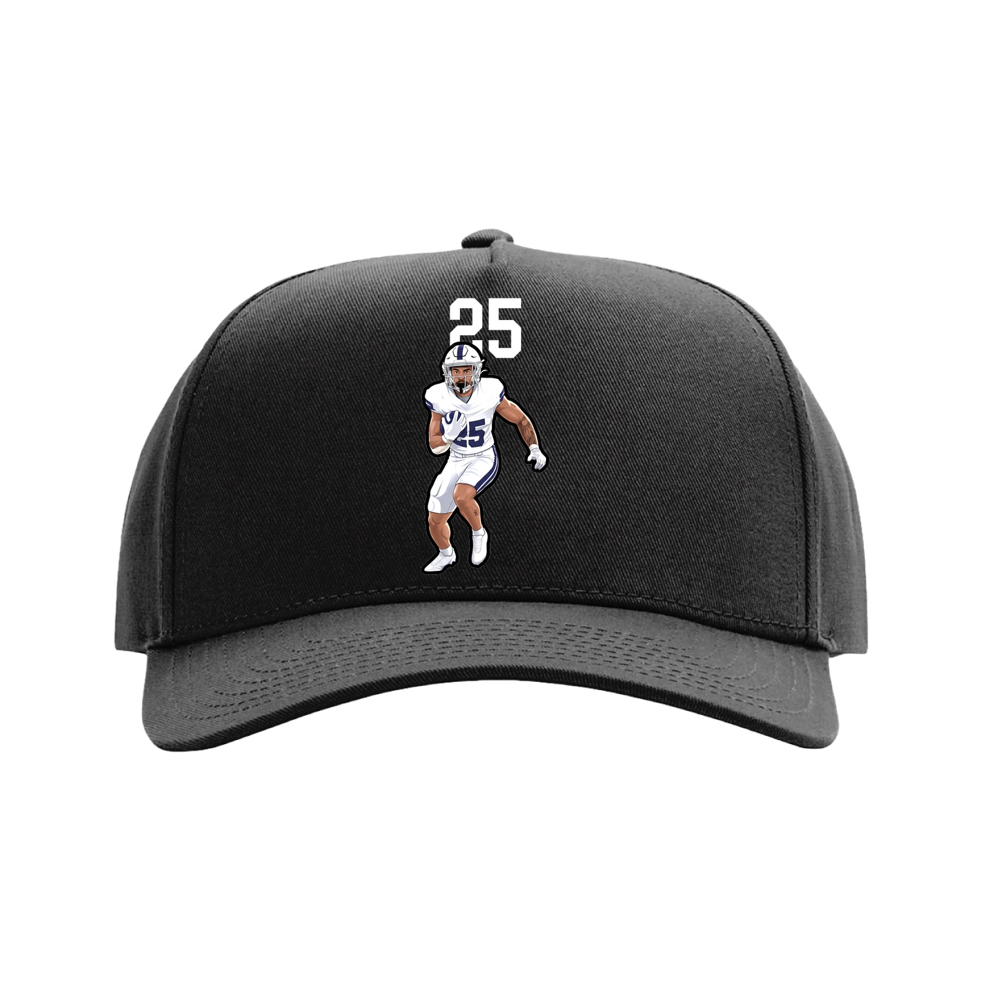 Full Fabric Five-Panel Champ Cap — Number Top in Black
