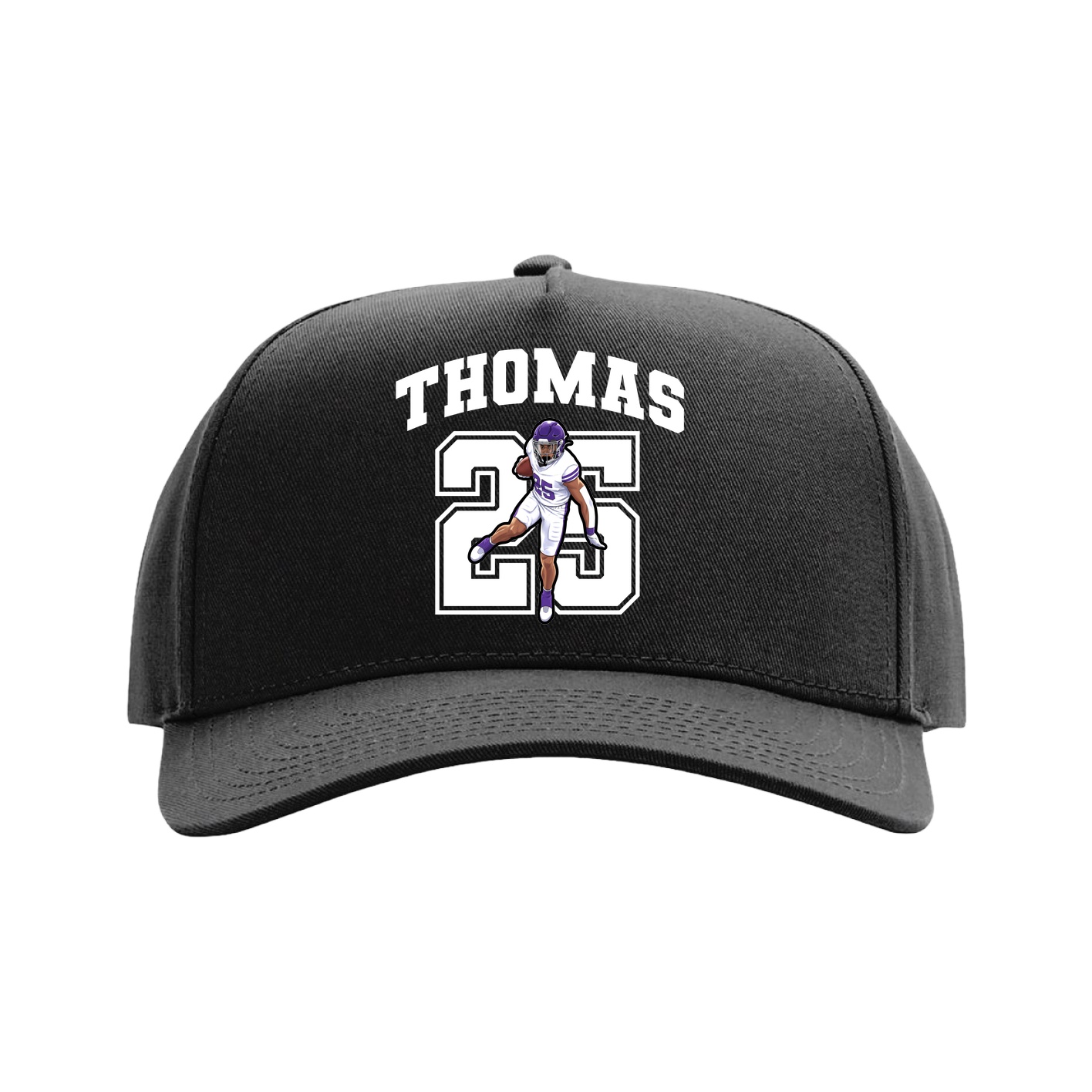 Full Fabric Five-Panel Champ Cap — Number in Black